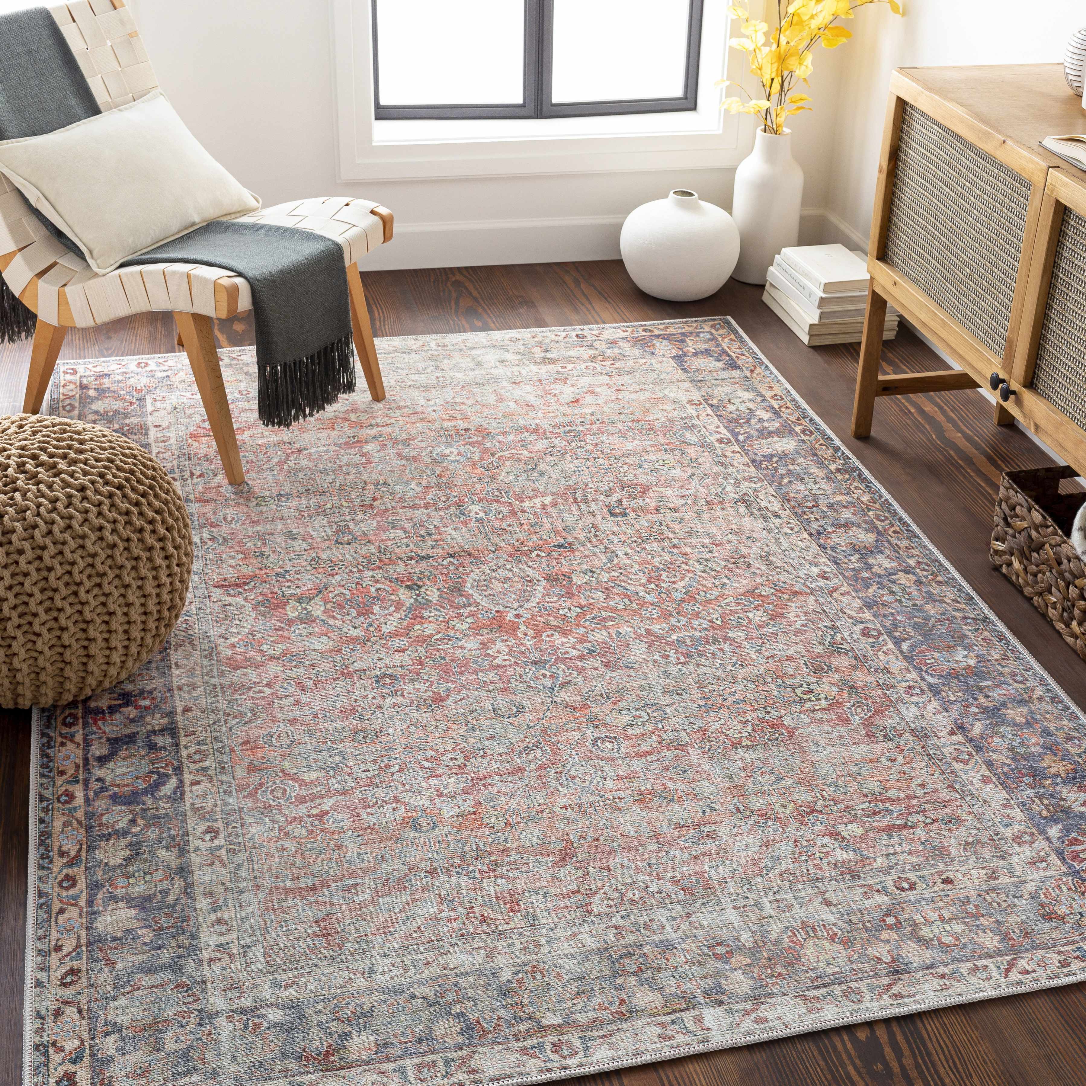 Rust Anahawan Distressed Washable Area Rug - Clearance - Image 12