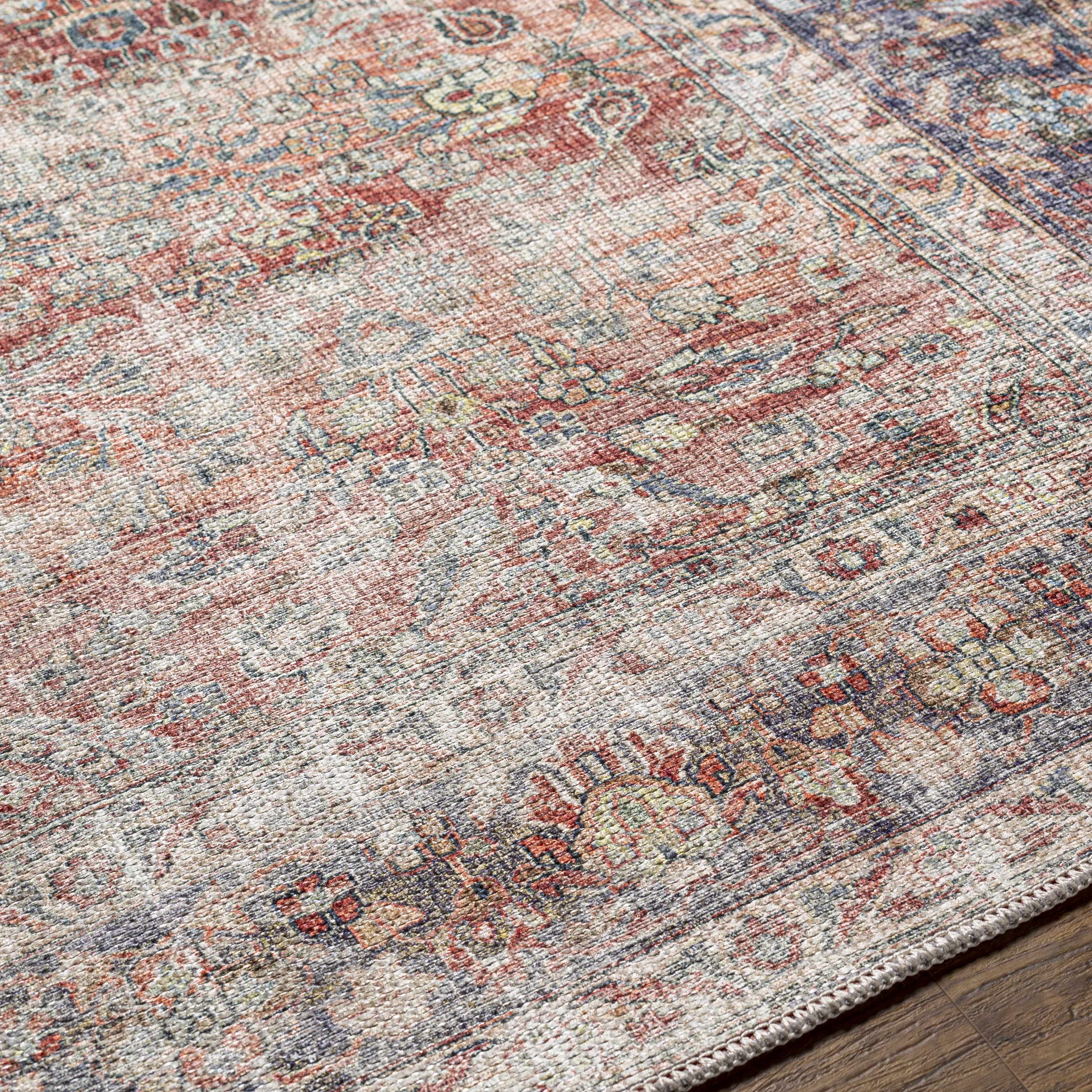 Rust Anahawan Distressed Washable Area Rug - Clearance - Image 14