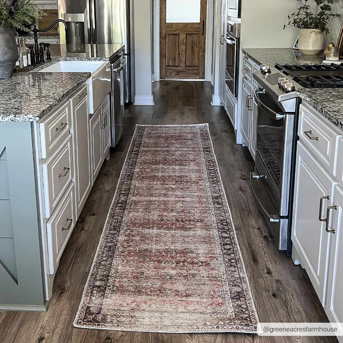 Rust Anahawan Distressed Washable Area Rug - Clearance - Image 4