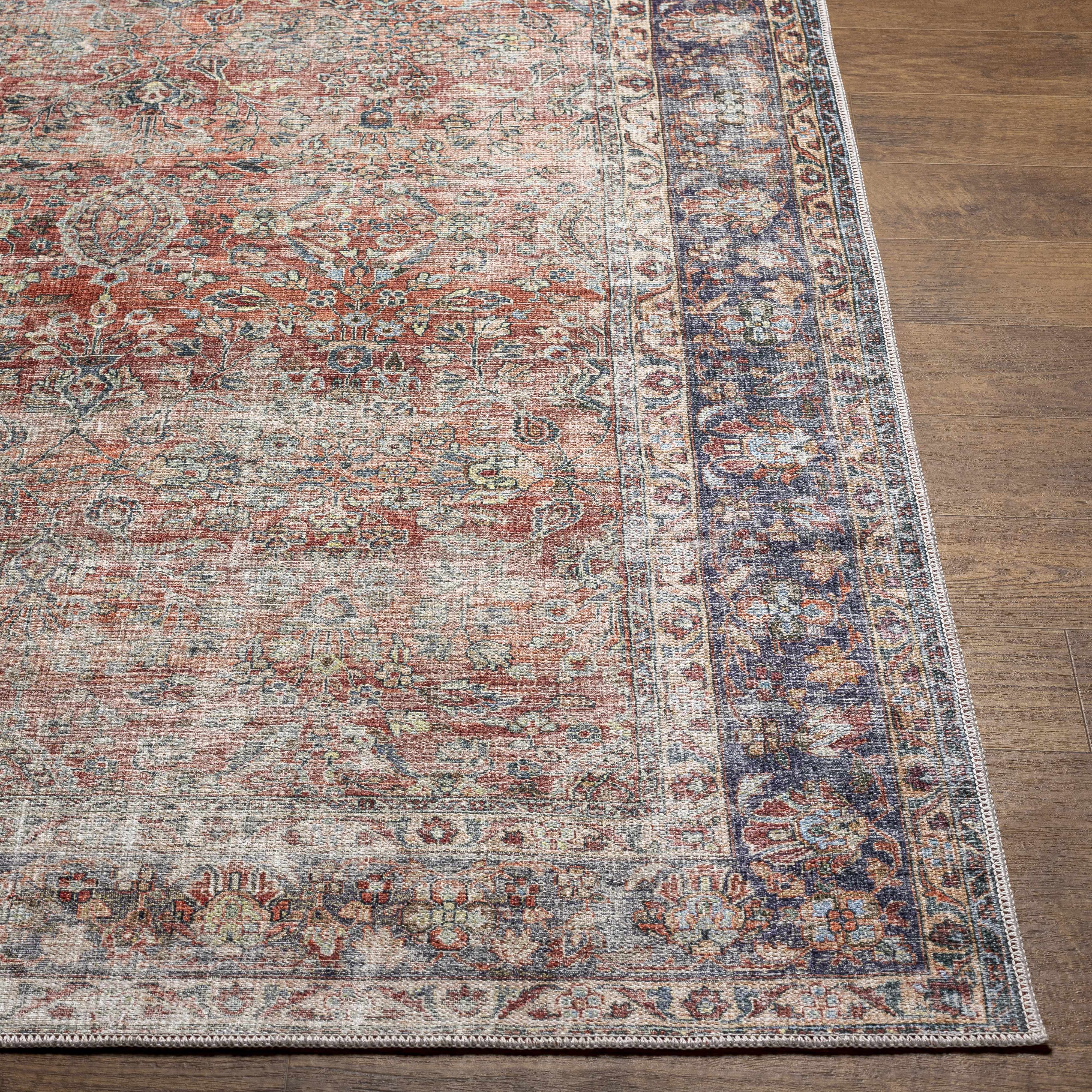Rust Anahawan Distressed Washable Area Rug - Clearance - Image 5