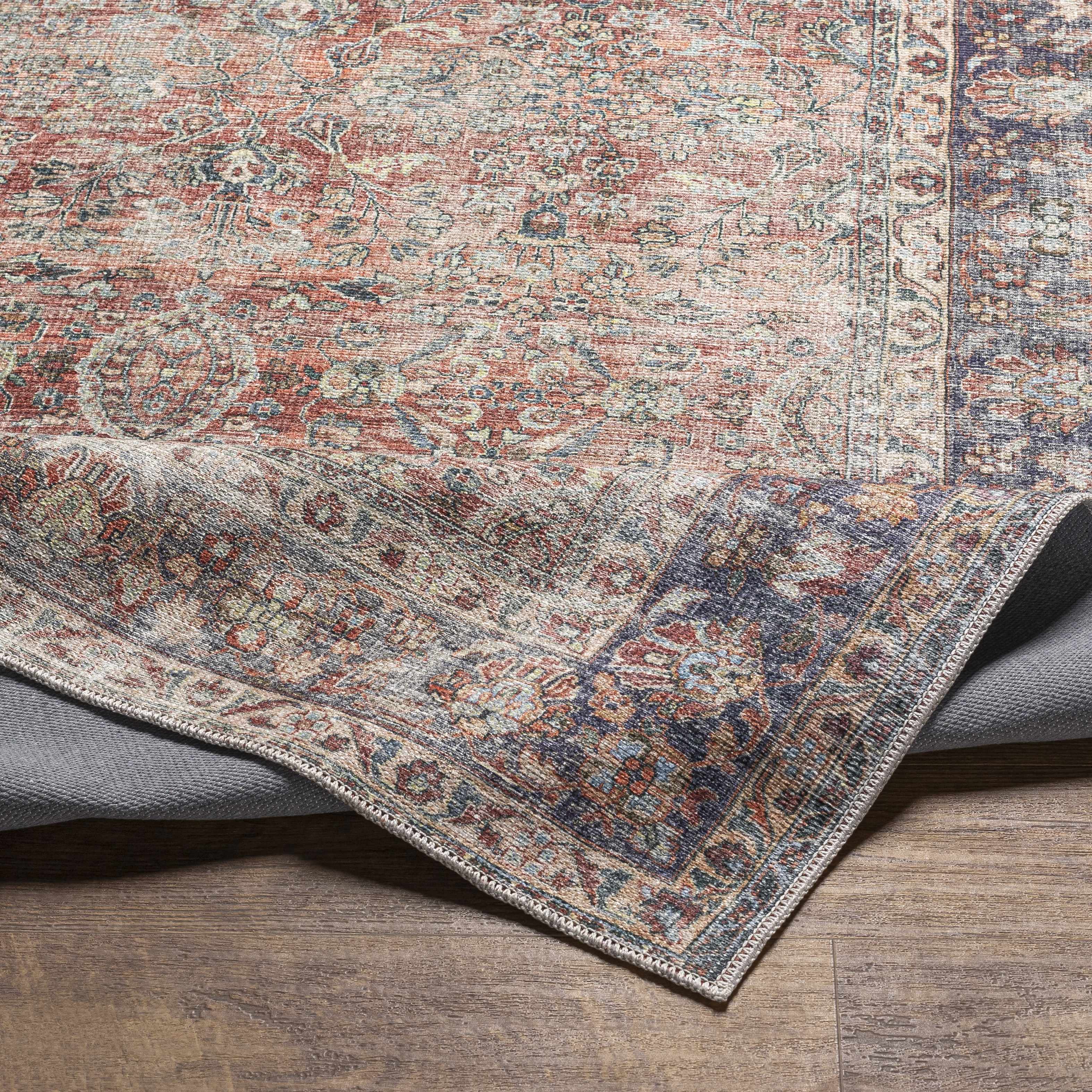 Rust Anahawan Distressed Washable Area Rug - Clearance - Image 6
