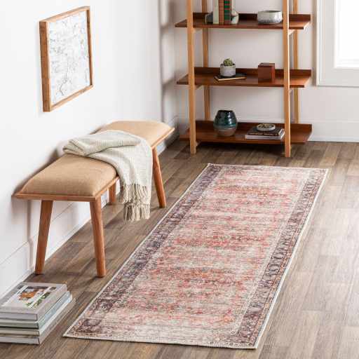 Rust Anahawan Distressed Washable Area Rug - Clearance - Image 7