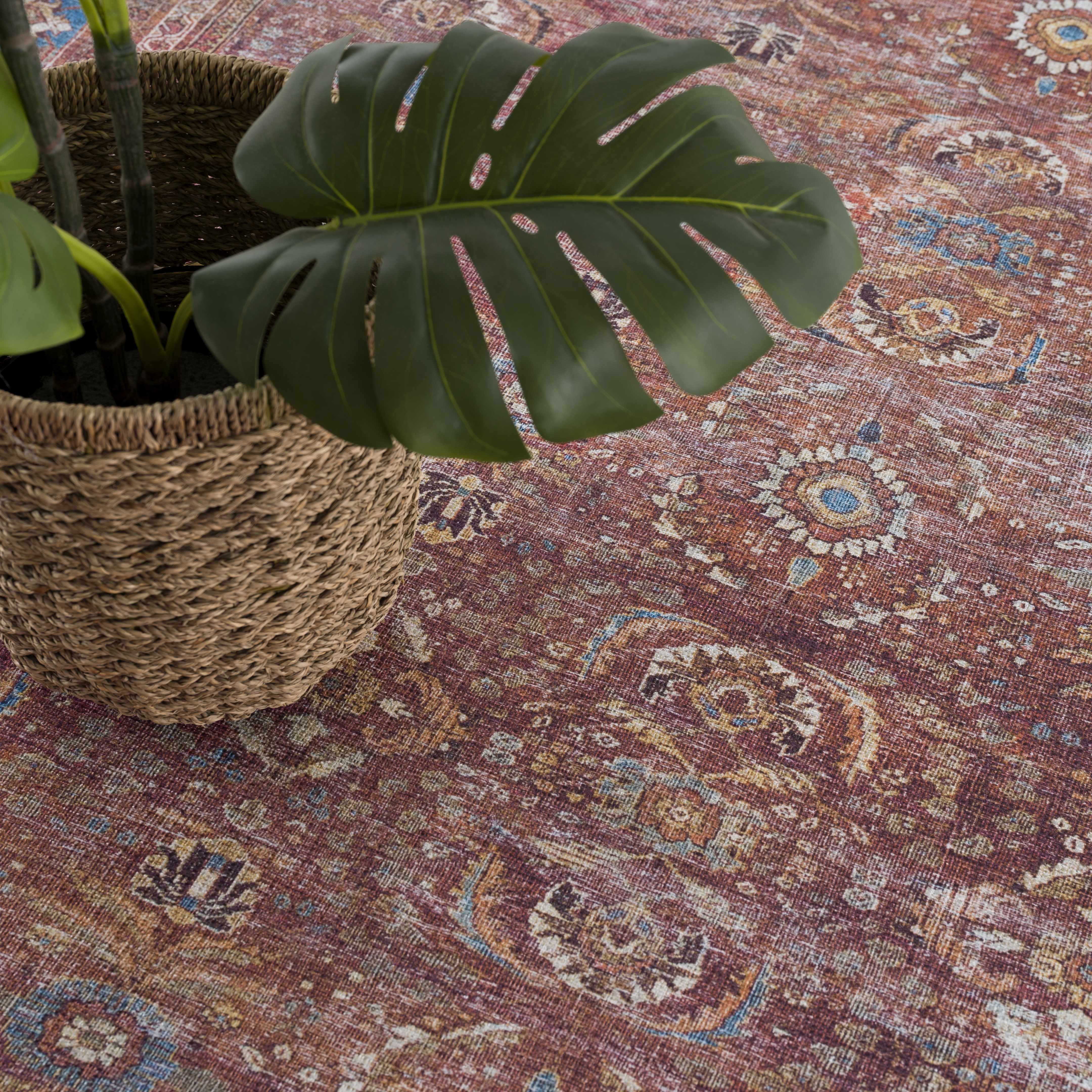 Rust Baki Traditional Washable Area Rug - Clearance - Image 11