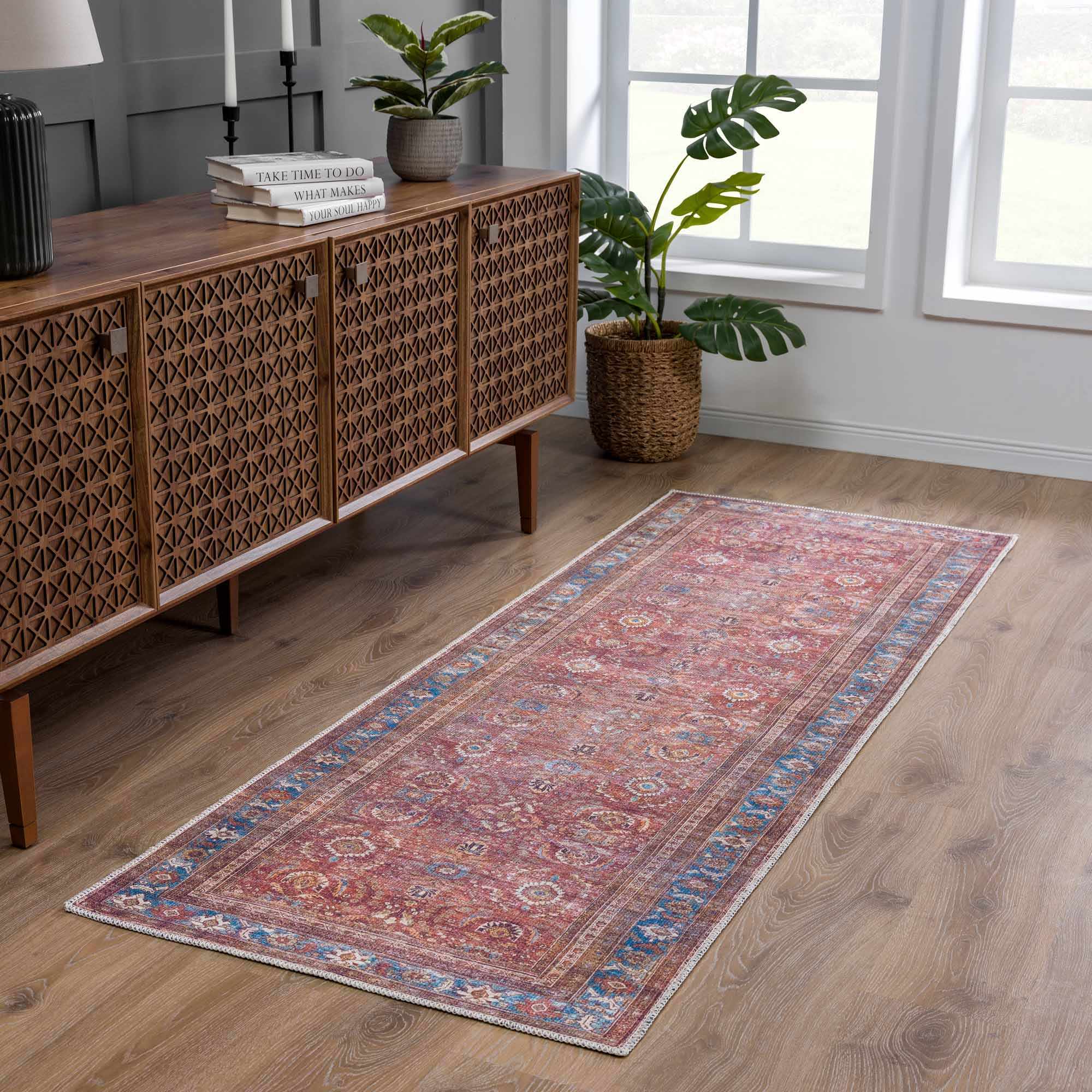Rust Baki Traditional Washable Area Rug - Clearance - Image 3