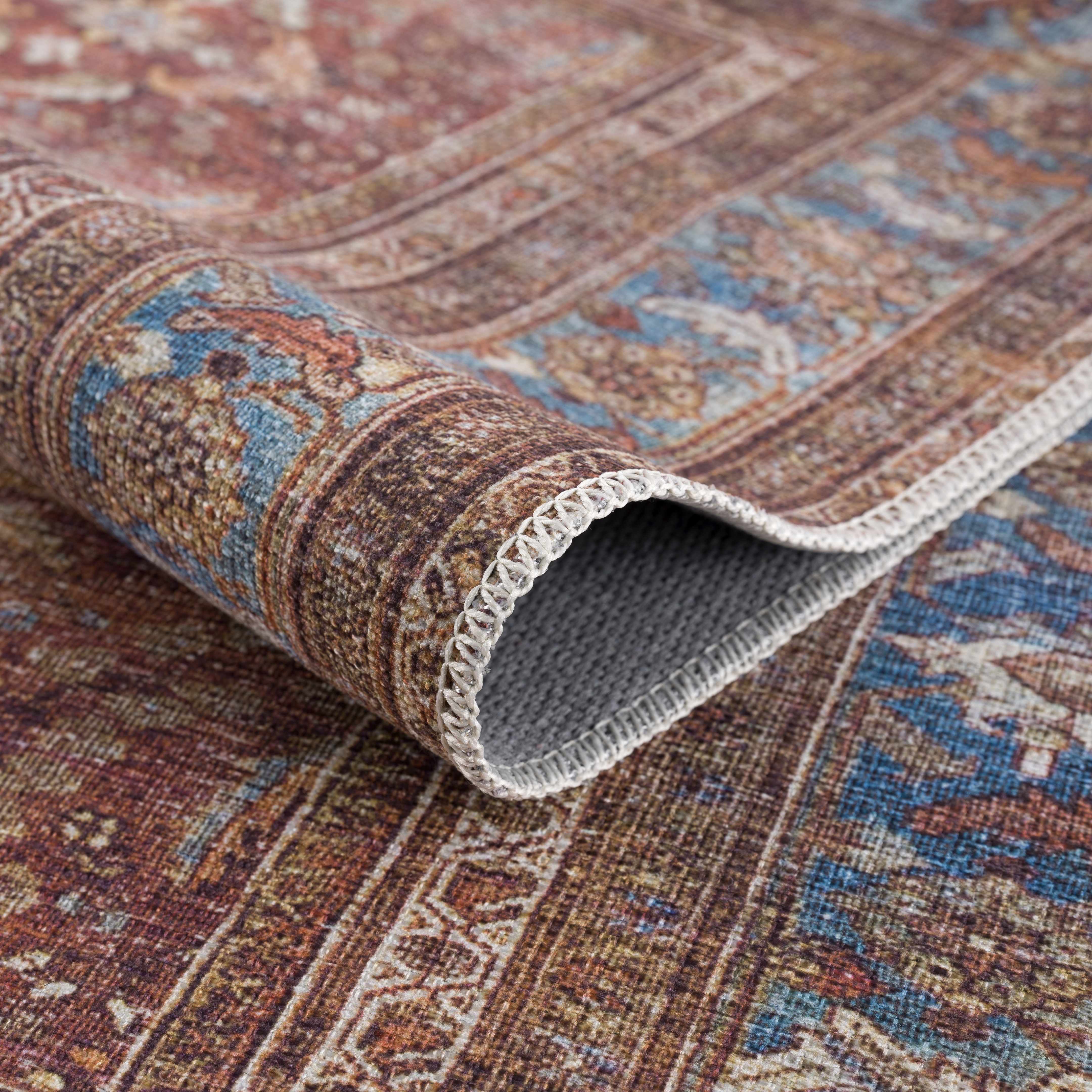 Rust Baki Traditional Washable Area Rug - Clearance - Image 5
