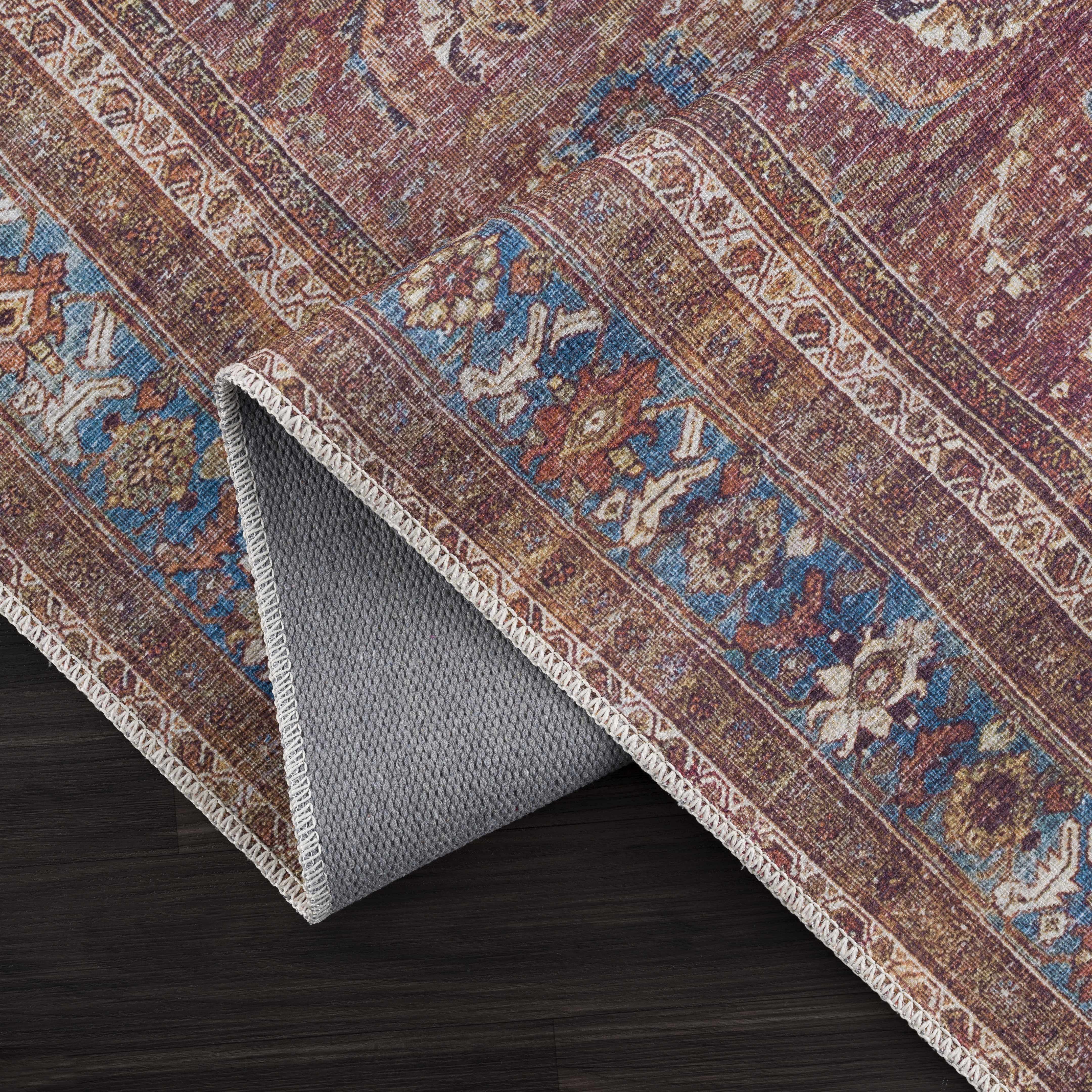 Rust Baki Traditional Washable Area Rug - Clearance - Image 6