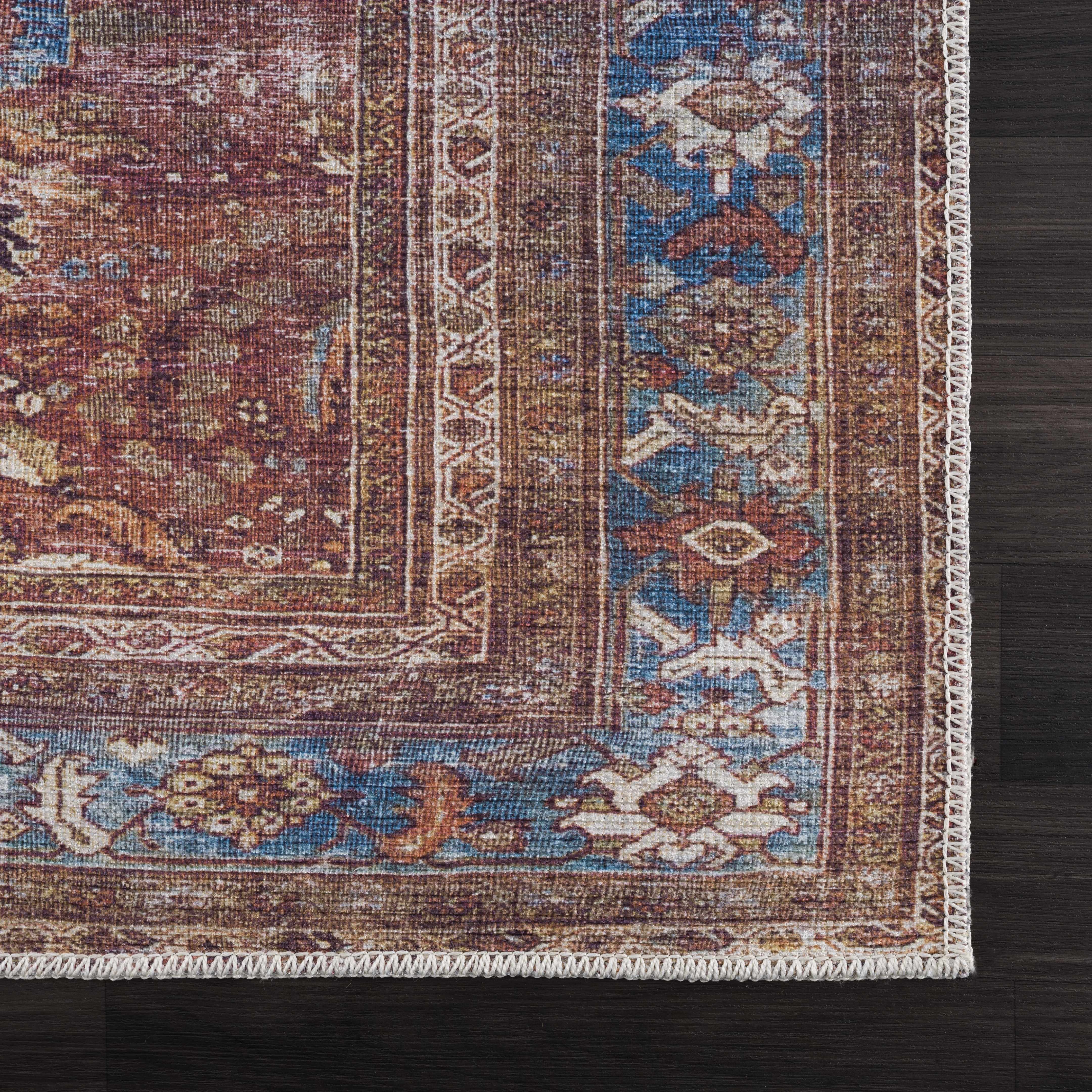 Rust Baki Traditional Washable Area Rug - Clearance - Image 7