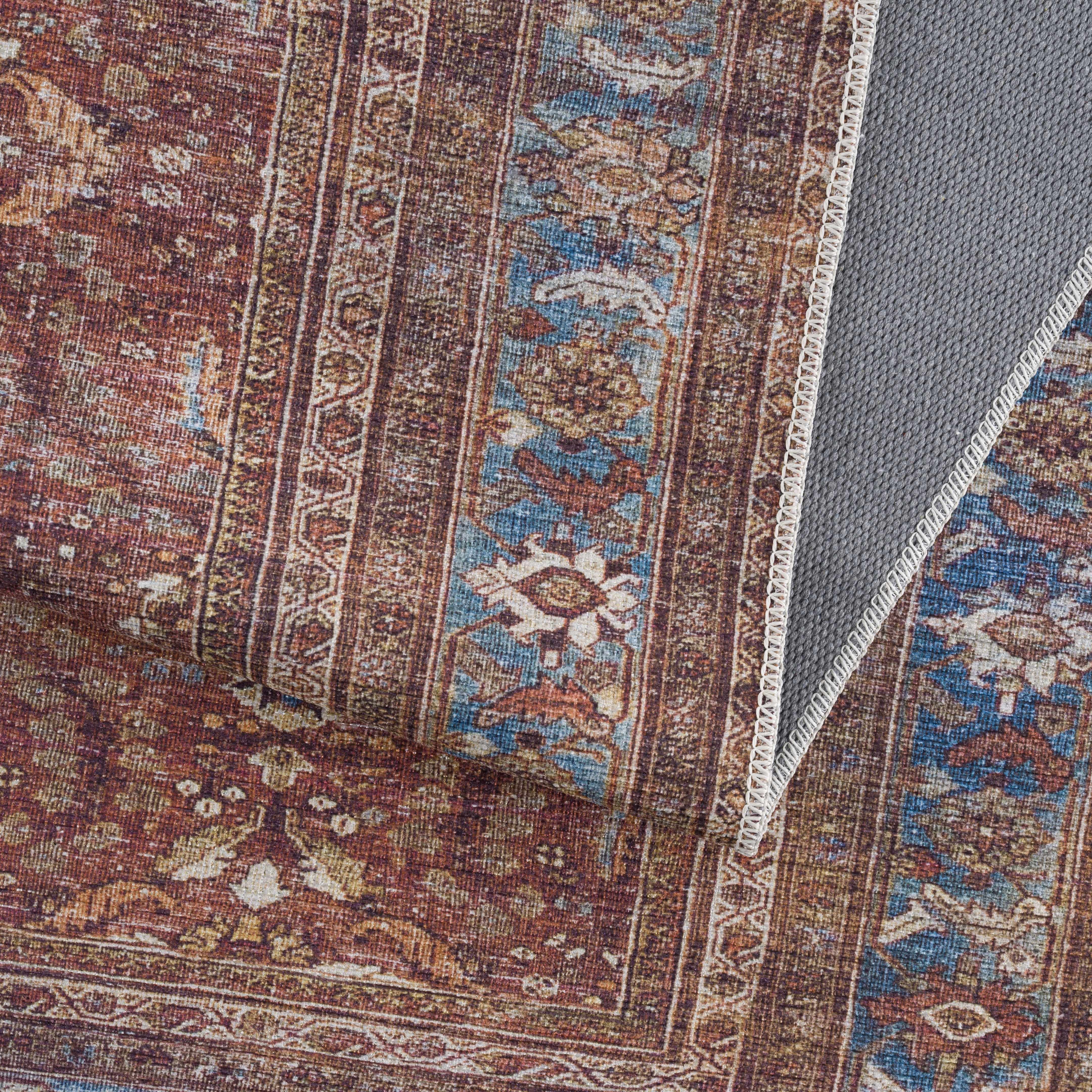 Rust Baki Traditional Washable Area Rug - Clearance - Image 9