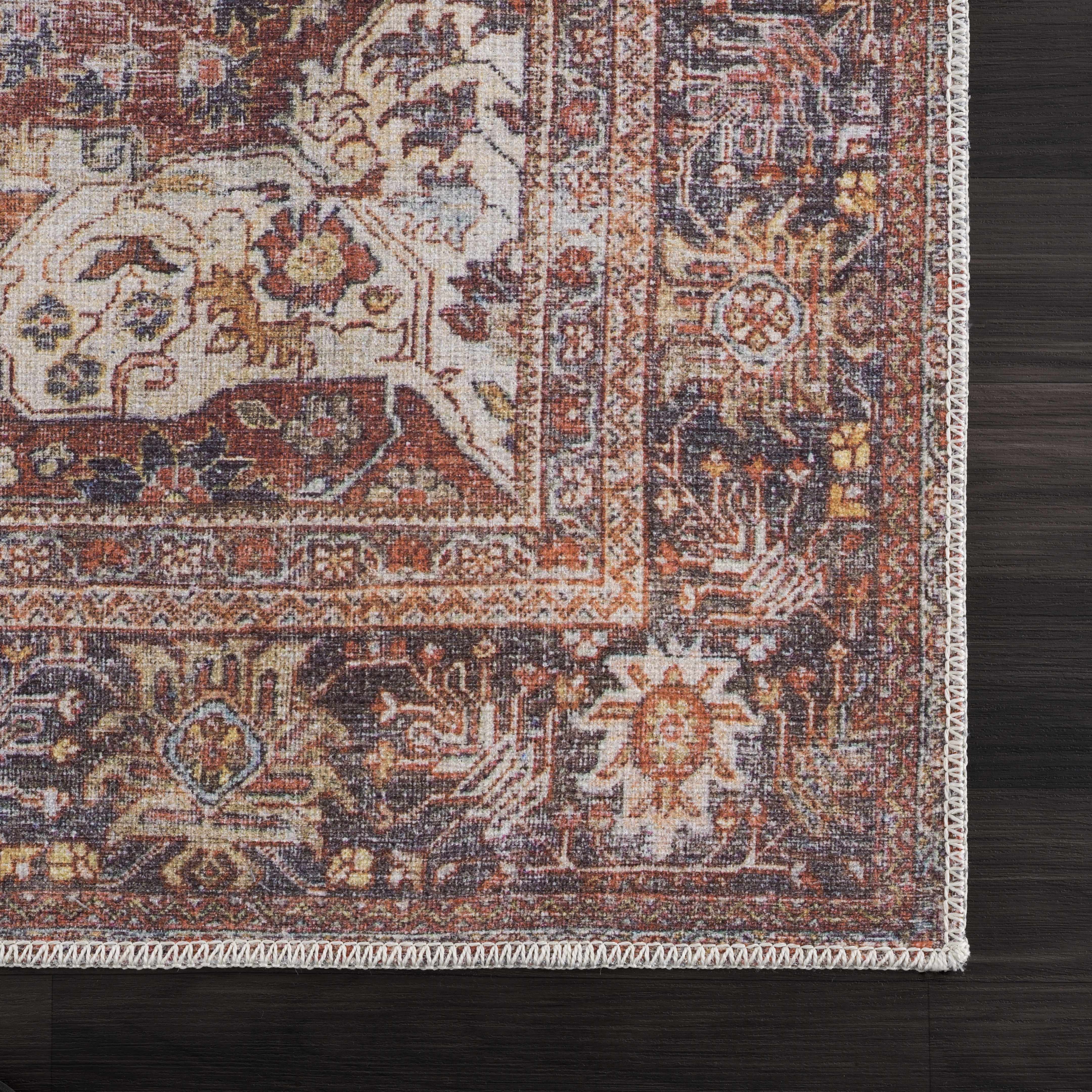 Rust Elki Vintage Medallion Washable Area Rug - Clearance - Image 10