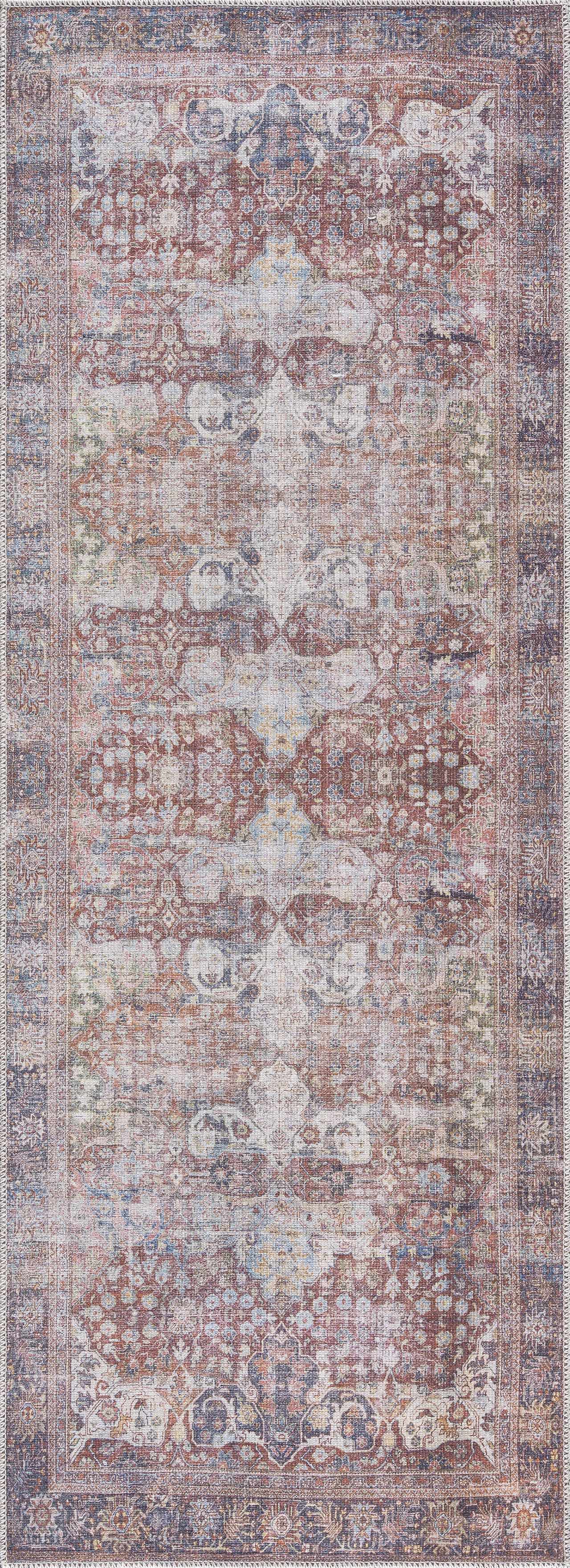 Rust Elki Vintage Medallion Washable Area Rug - Clearance - Image 7