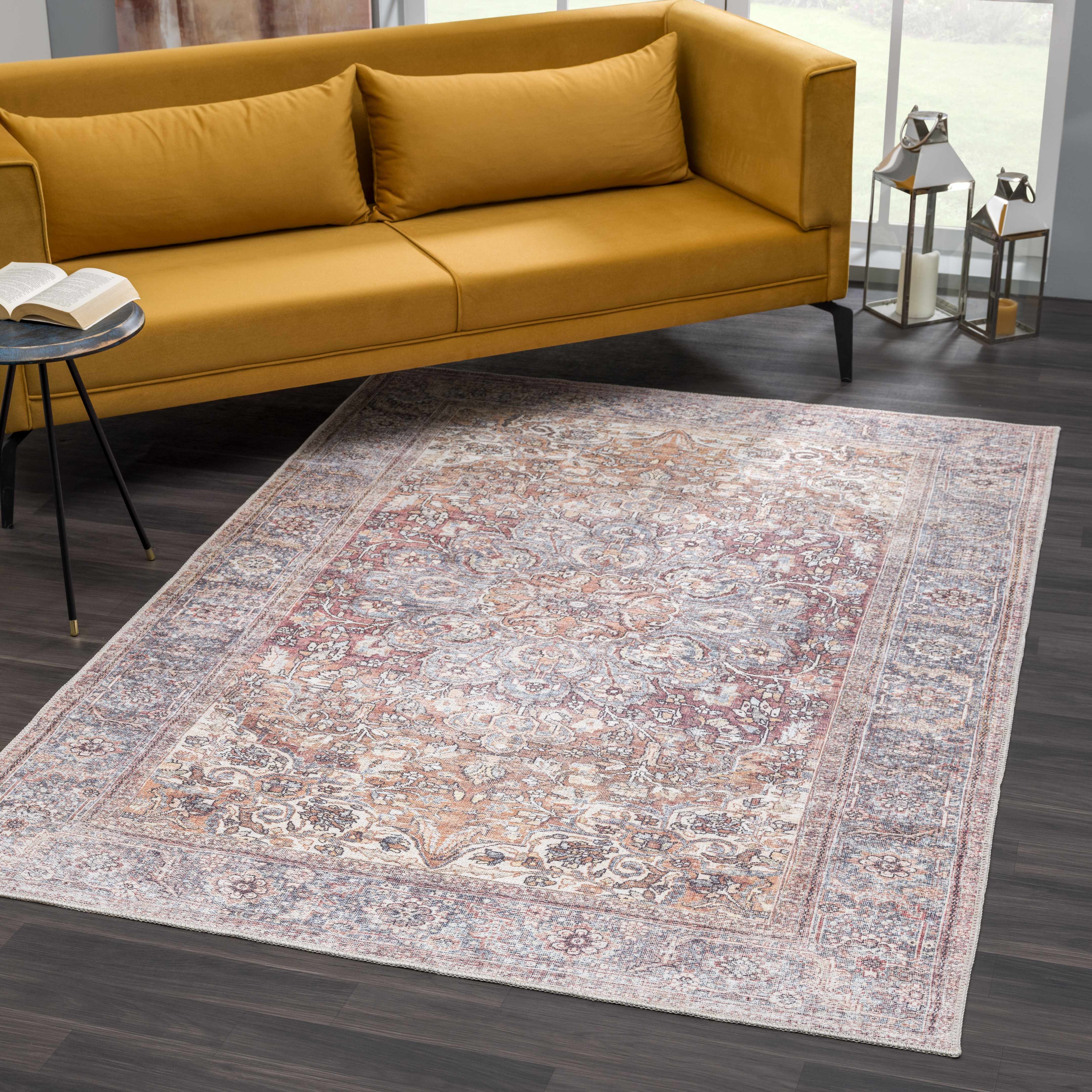 Rust Gardnertown Medallion Washable Area Rug - Clearance - Image 3