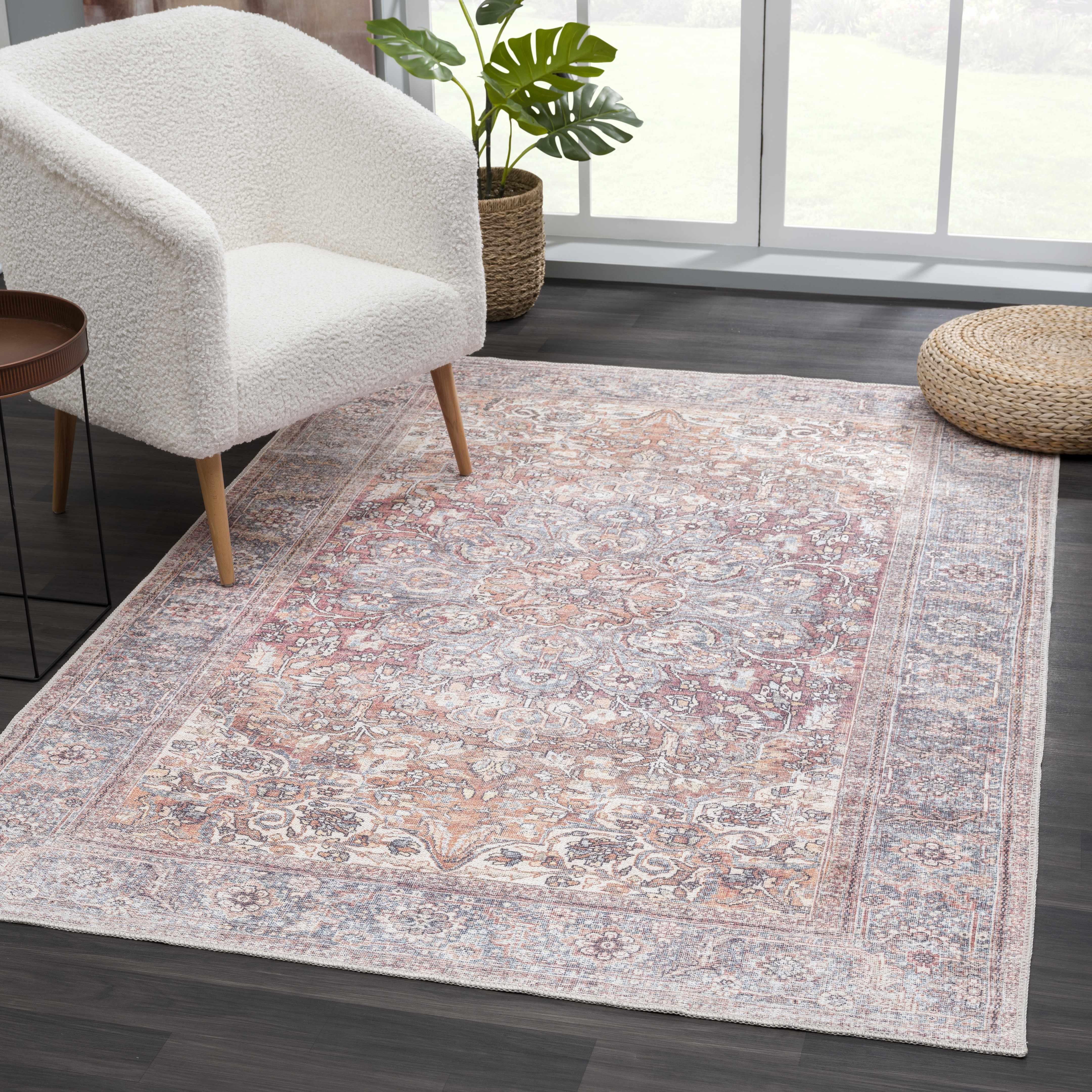 Rust Gardnertown Medallion Washable Area Rug - Clearance - Image 4