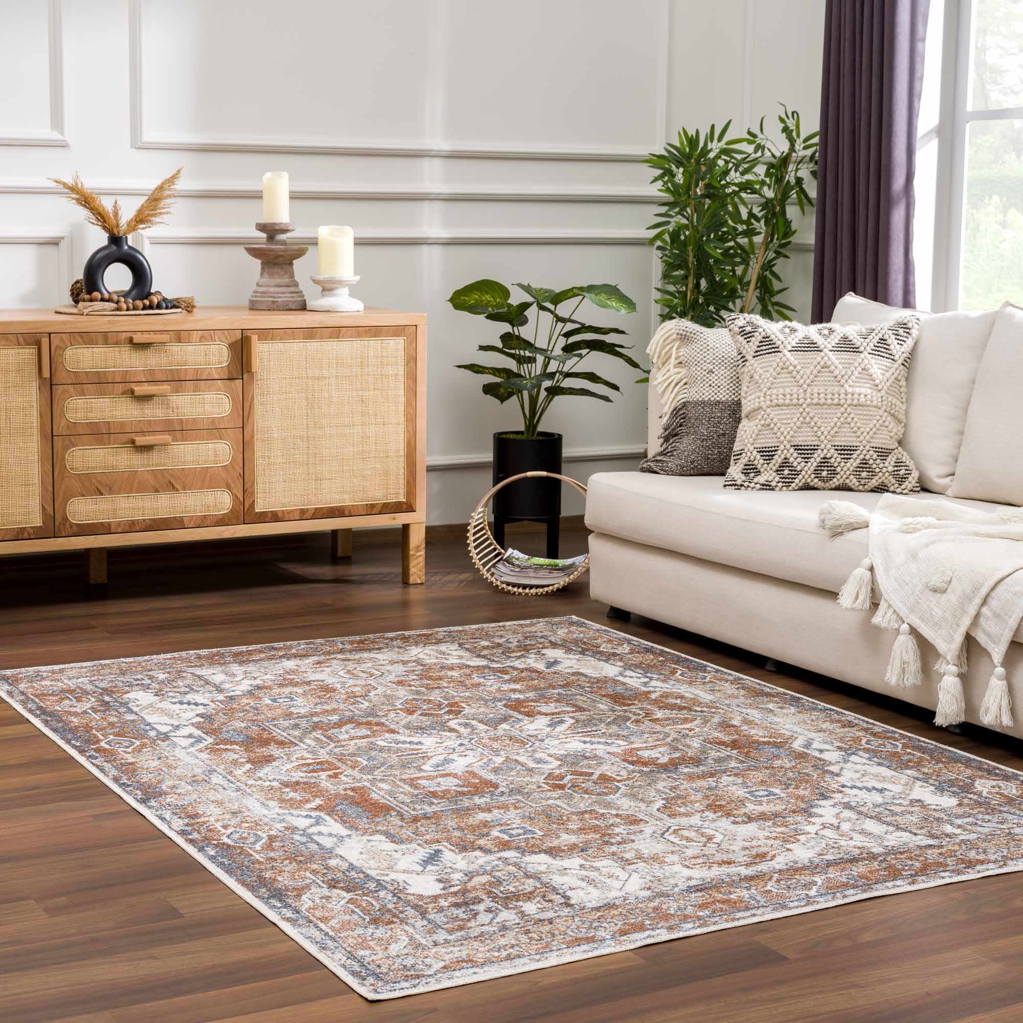 Rust Hera Washable Area Rug - Clearance - Image 11