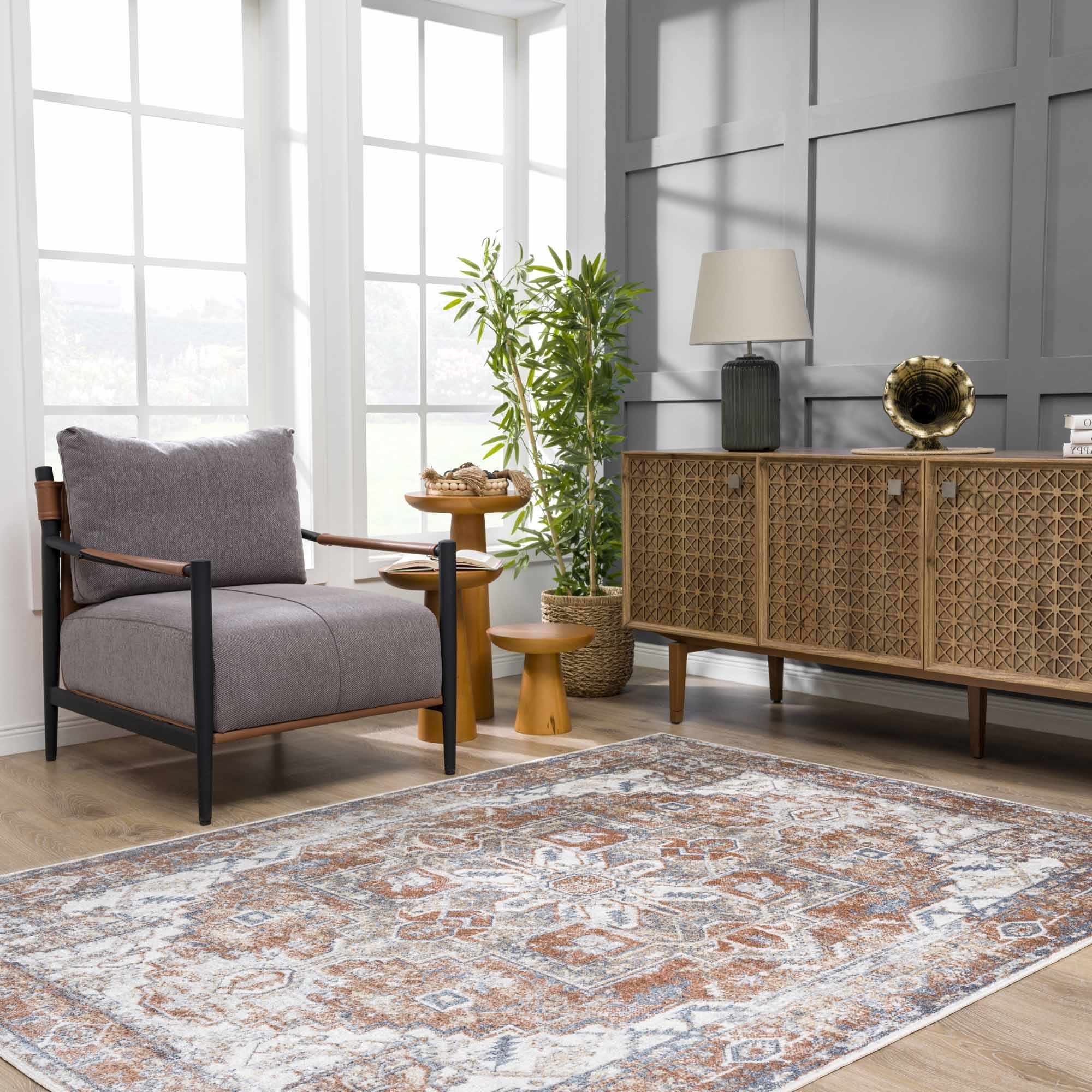Rust Hera Washable Area Rug - Clearance - Image 17