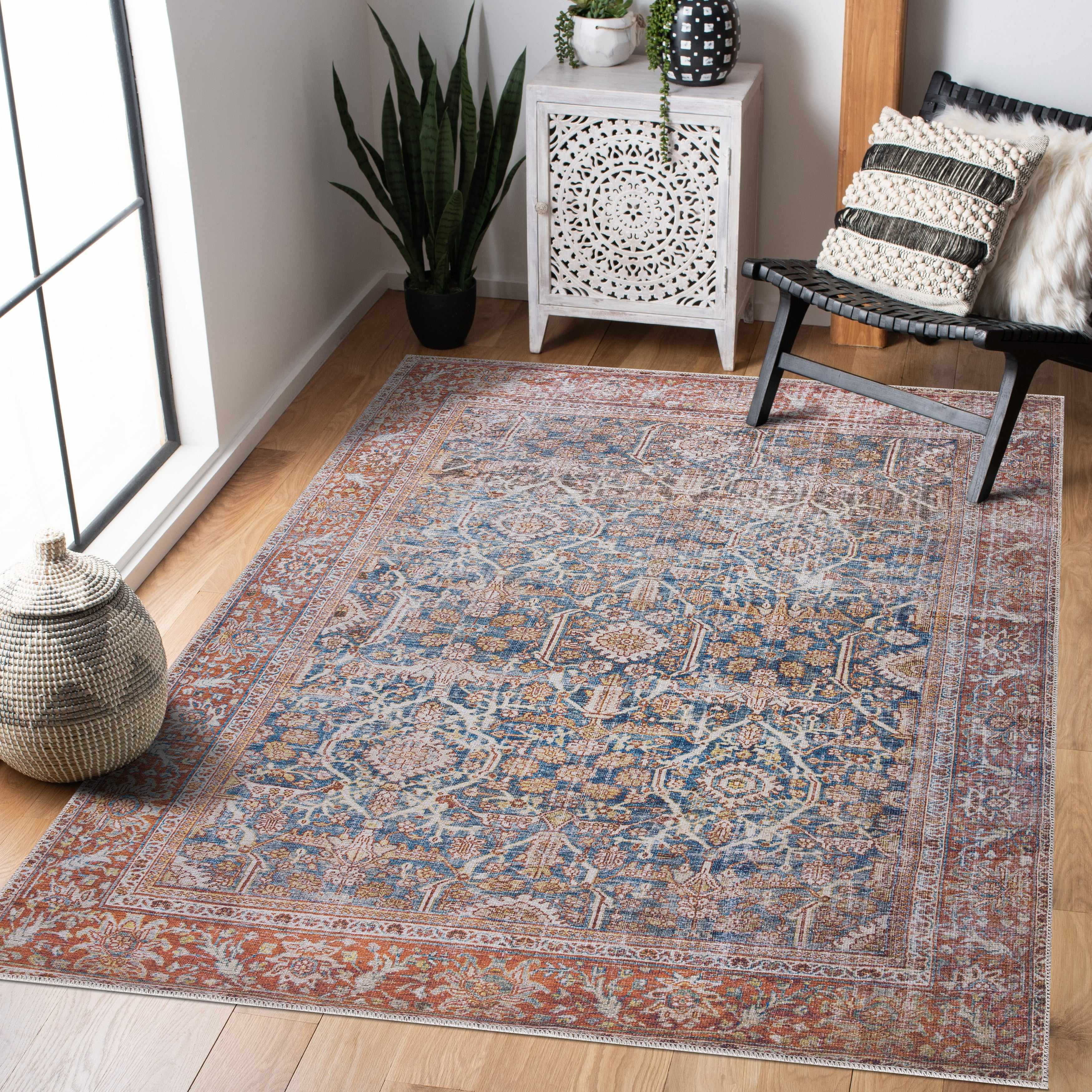 Rust Mair Traditional Washable Area Rug - Clearance - Image 2