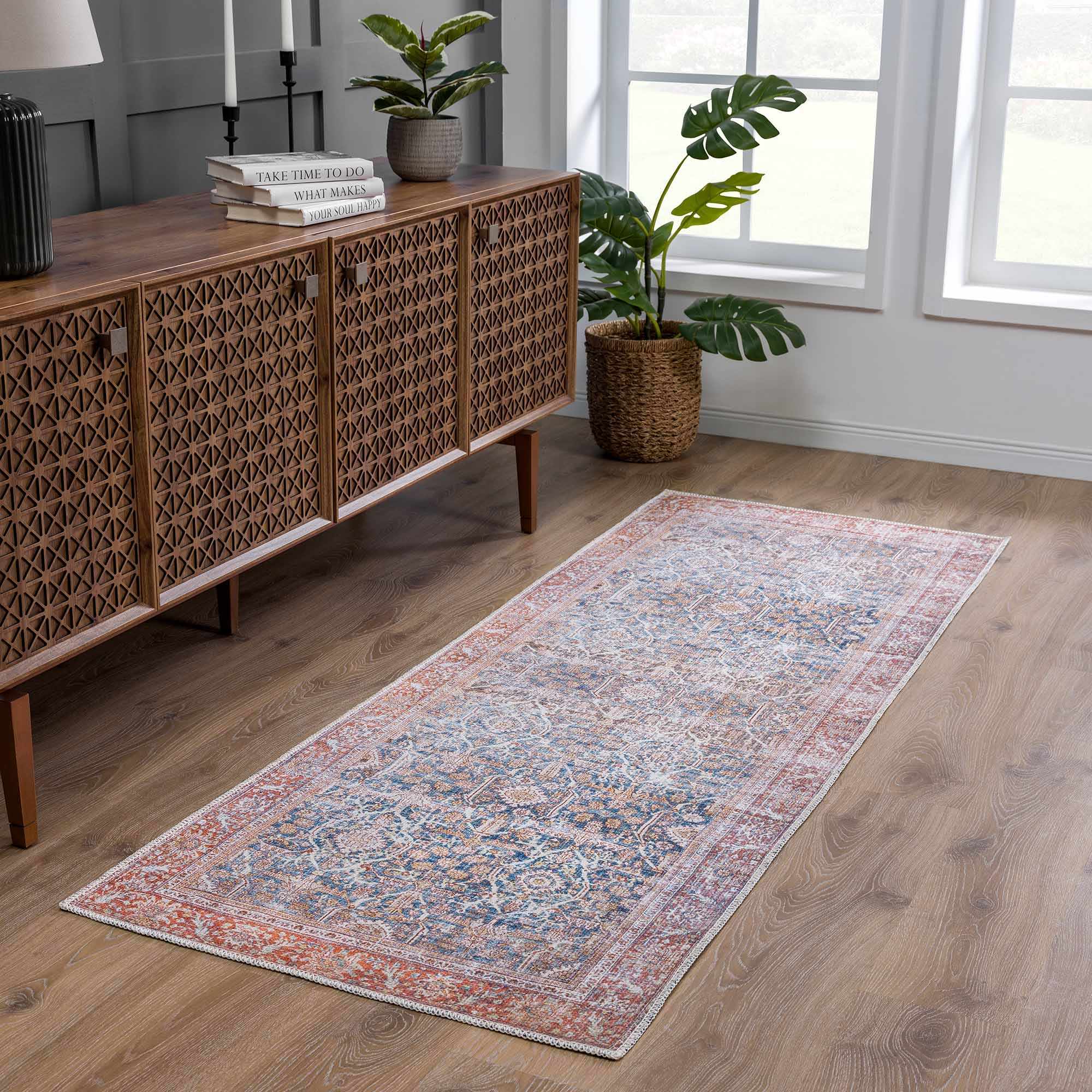 Rust Mair Traditional Washable Area Rug - Clearance - Image 3