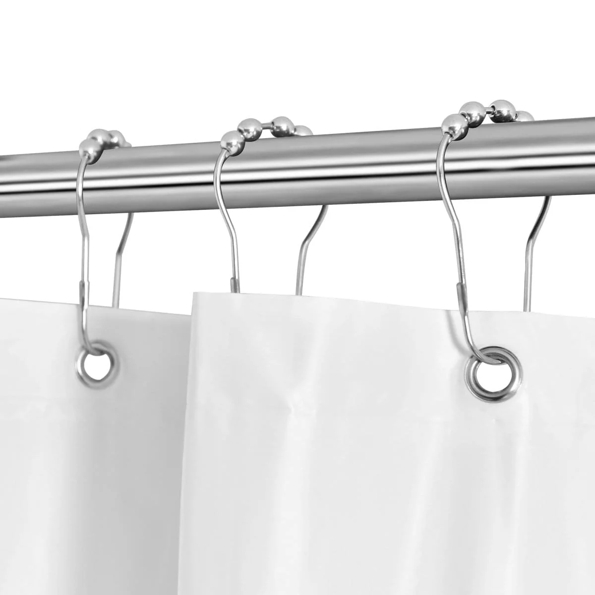 Rust Resistant Double Glide Metal Shower Curtain Hook Rings - Image 2