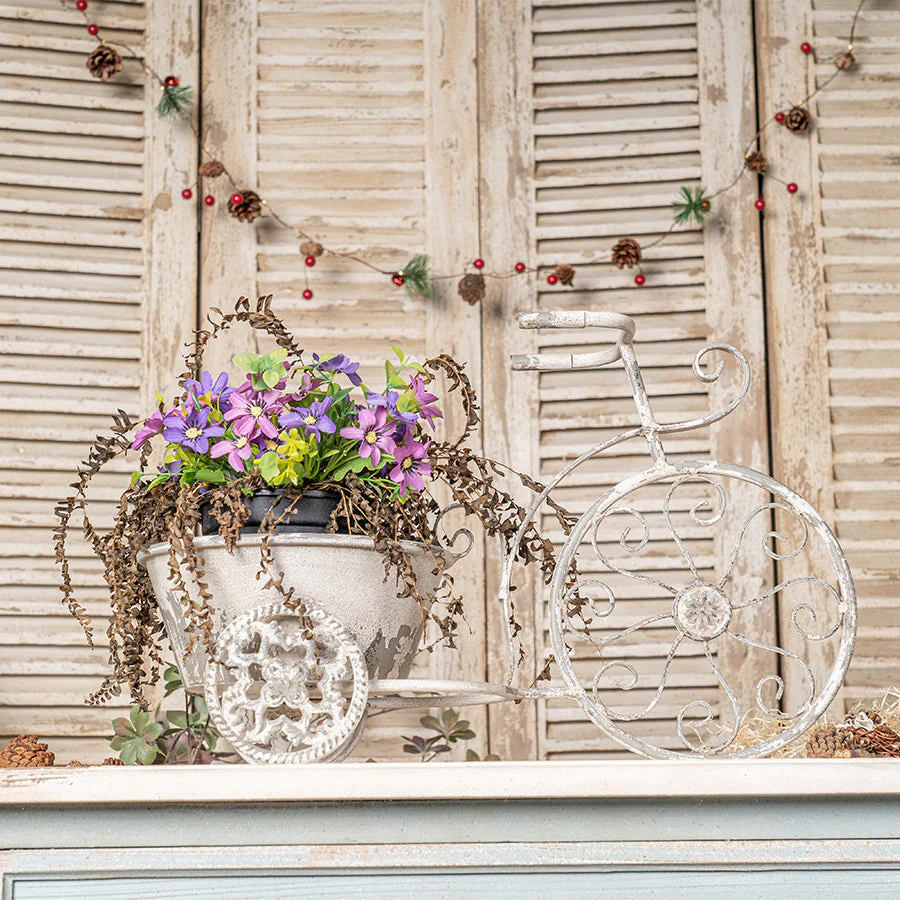Rustic Bicycle Metal Wire Wall Planter Basket