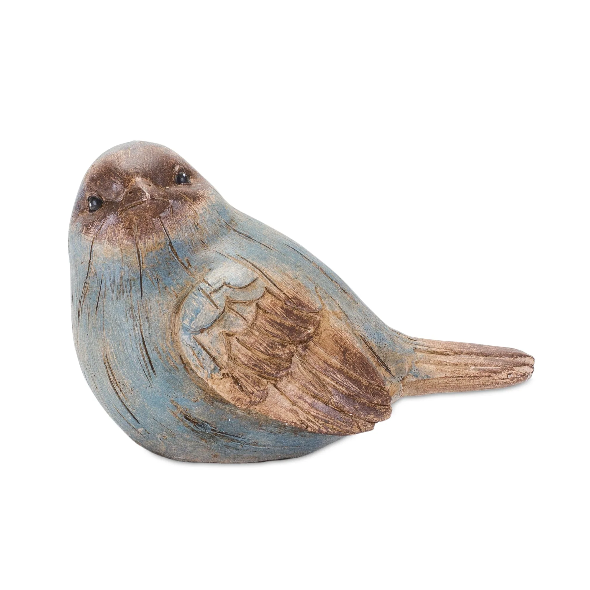 Rustic Blue Bird Figurine with Wood Grain Design (Set of 6) - Image 4