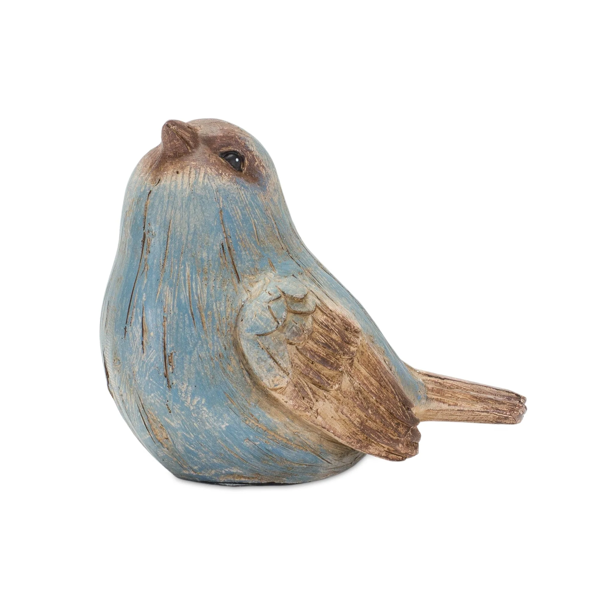 Rustic Blue Bird Figurine with Wood Grain Design (Set of 6) - Image 5