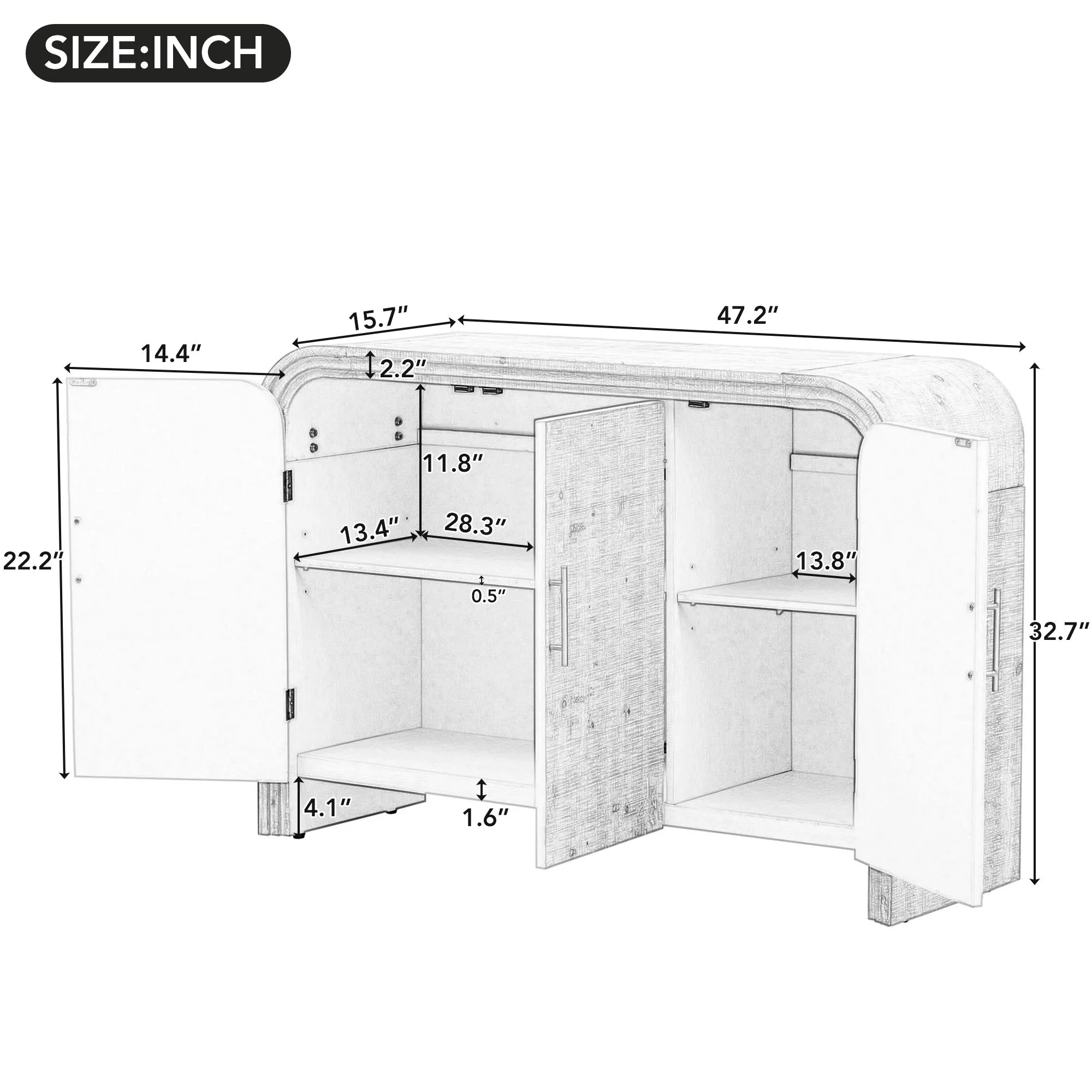 Rustic Curved Waterfall Sideboard - Image 34
