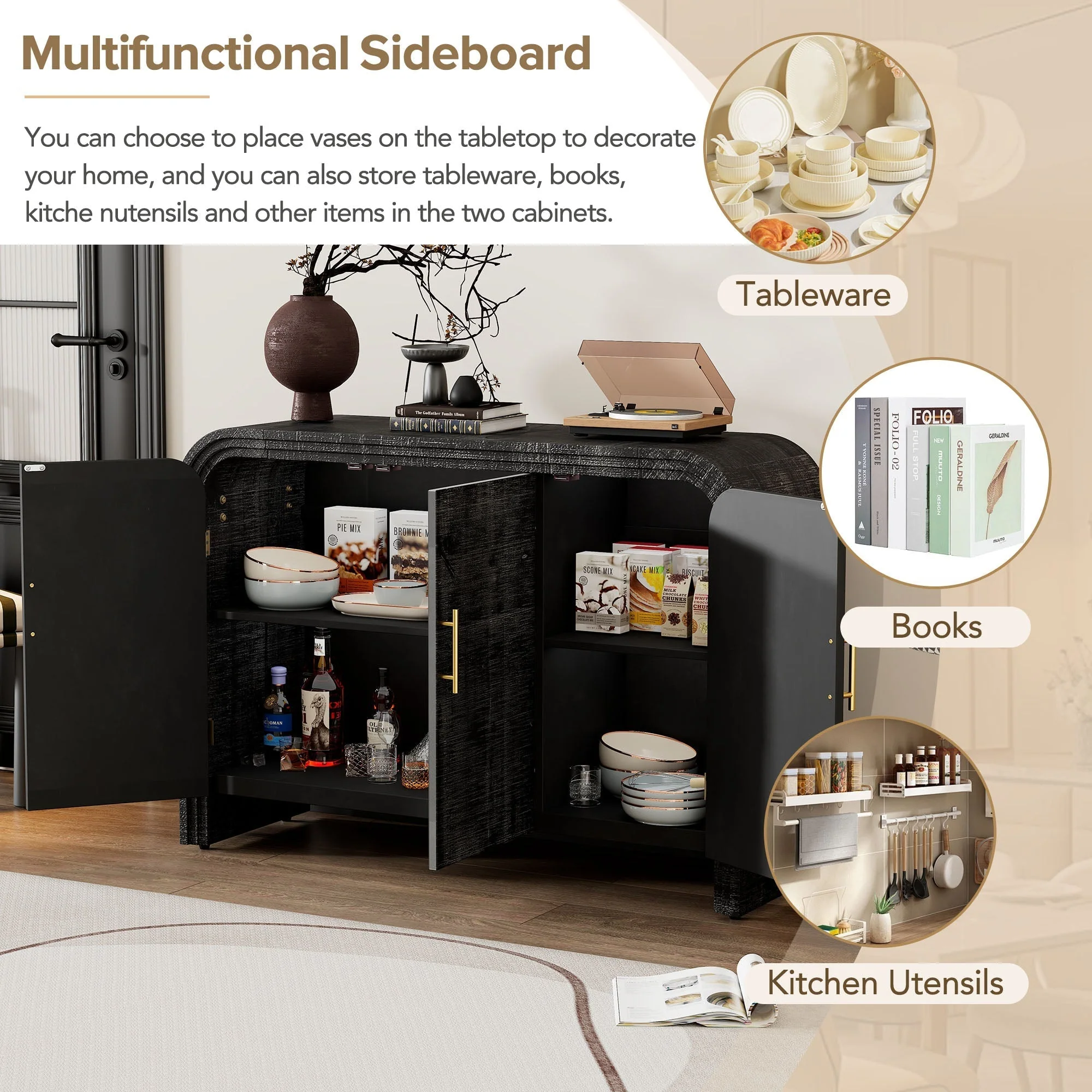 Rustic Curved Waterfall Sideboard - Image 38
