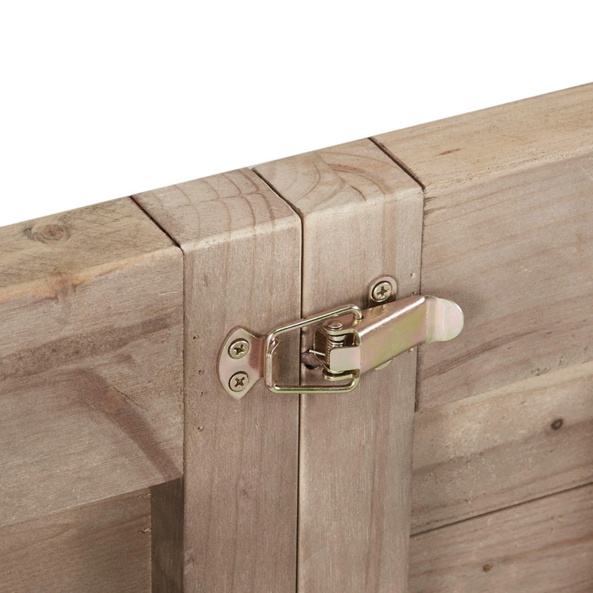 Rustic Dining Table with Metal Support in Natural Pine Wood Finish - Image 7