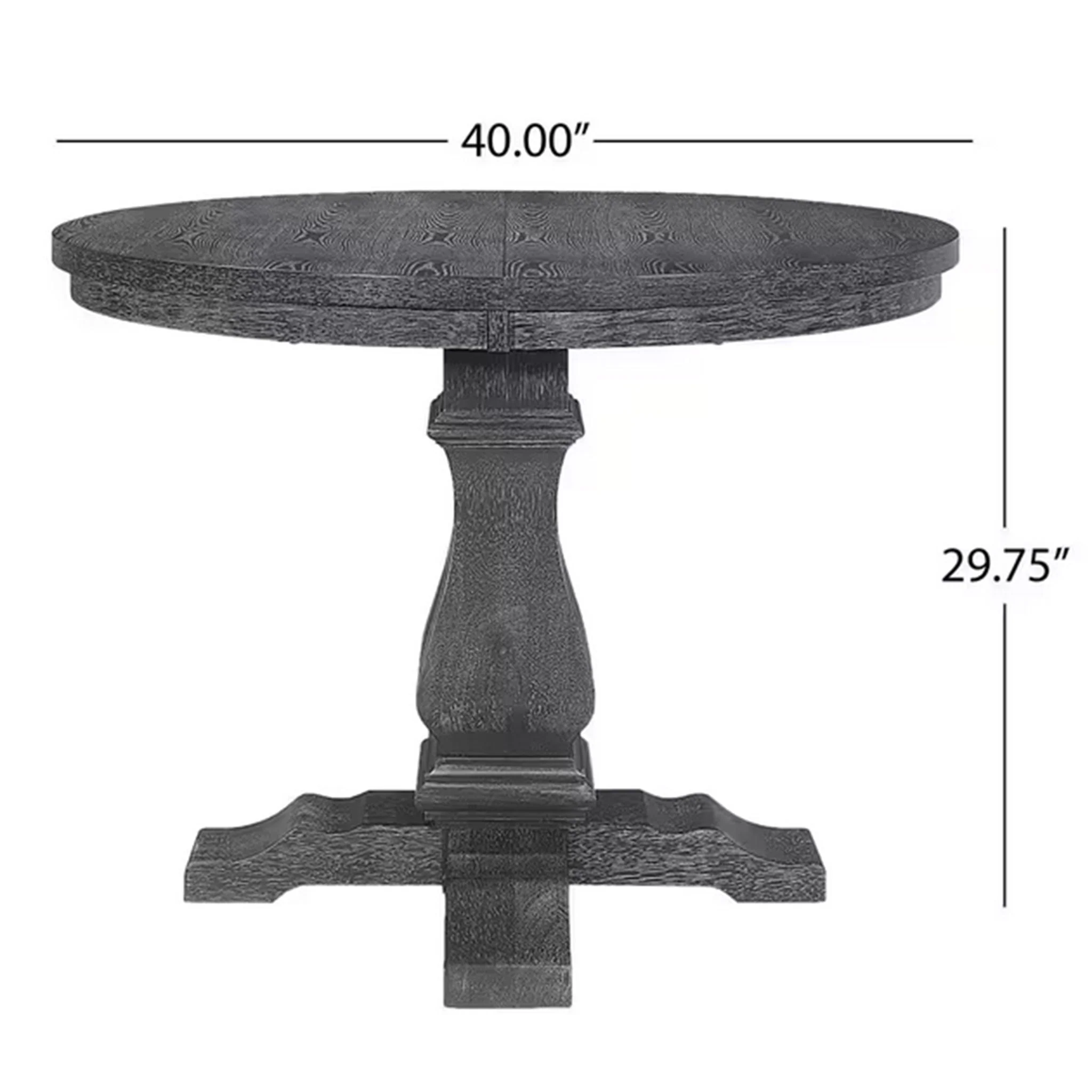 Rustic Extendable Dining Table With Pedestal Base - Gray - Image 4