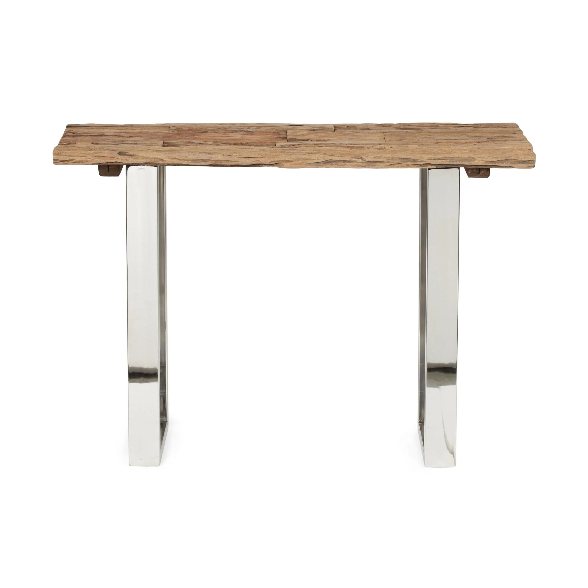 Rustic Glam Console Table With Reclaimed Wood And Iron Frame - Natural - Image 2