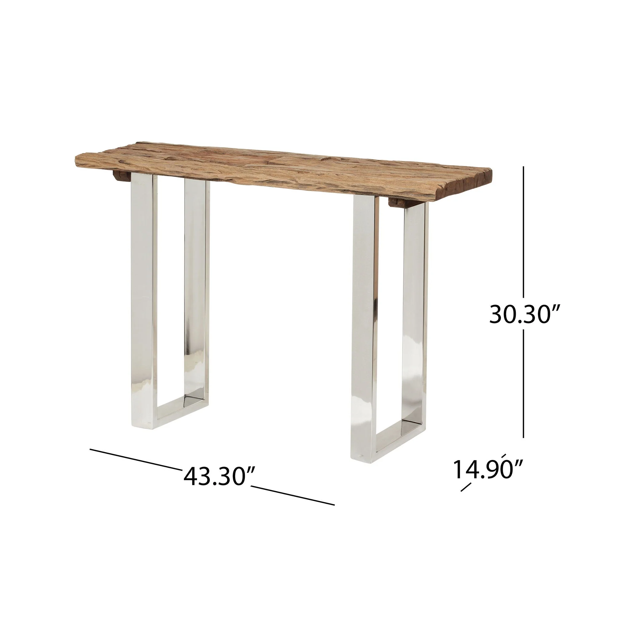 Rustic Glam Console Table With Reclaimed Wood And Iron Frame - Natural - Image 3