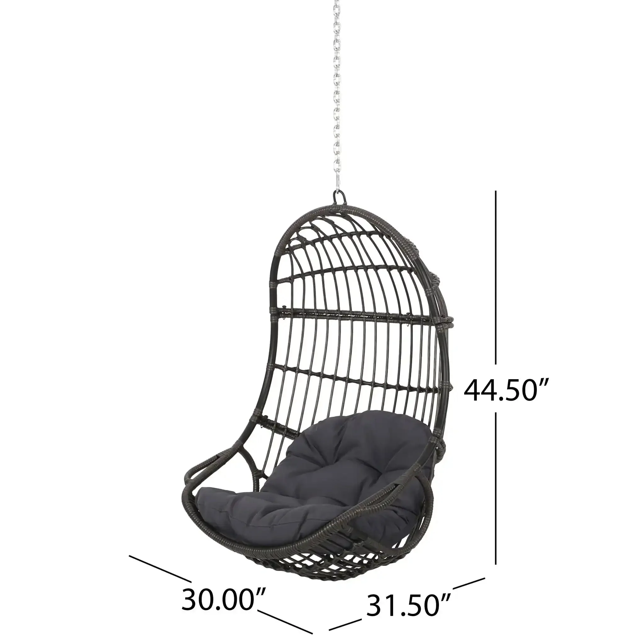 Rustic Hanging Basket Chair With Cushion - Image 3