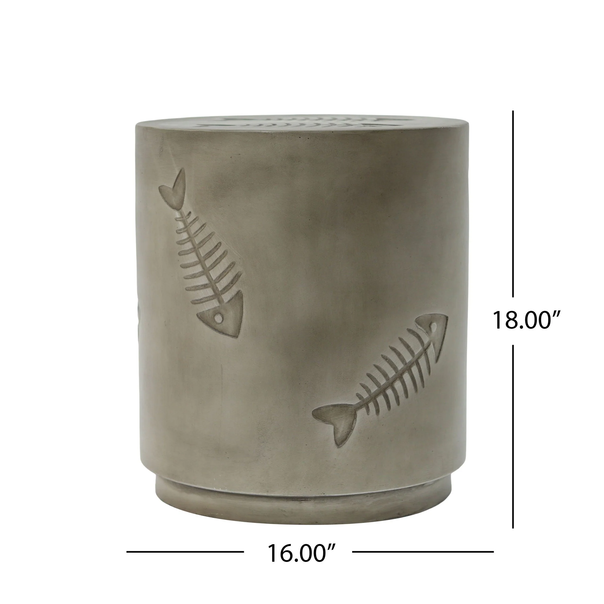 Rustic Magnesium Oxide Side Table With Fish Pattern Design - Gray - Image 2