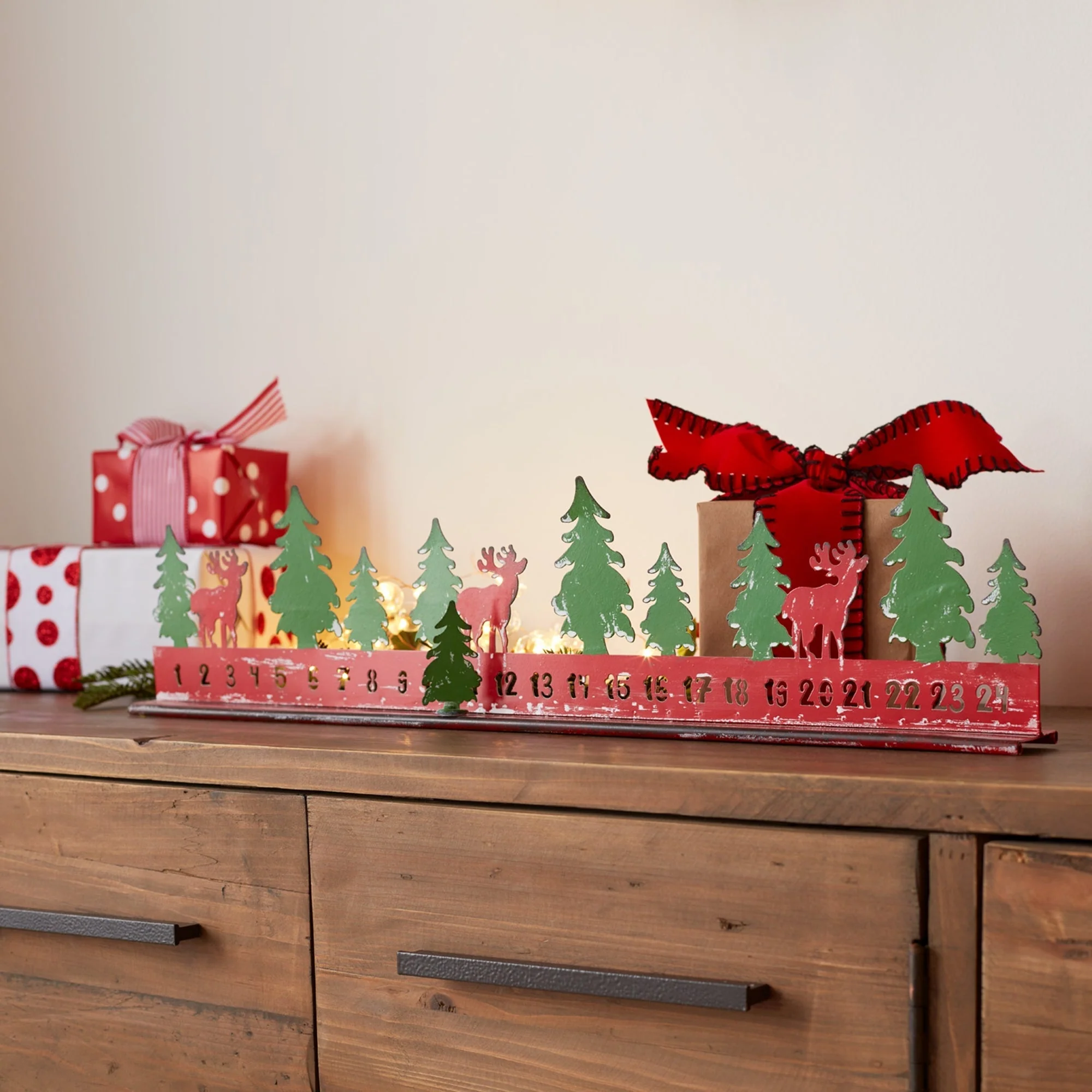 Rustic Metal Christmas Countdown with Woodland Deer Accents (Set of 2) - Image 3