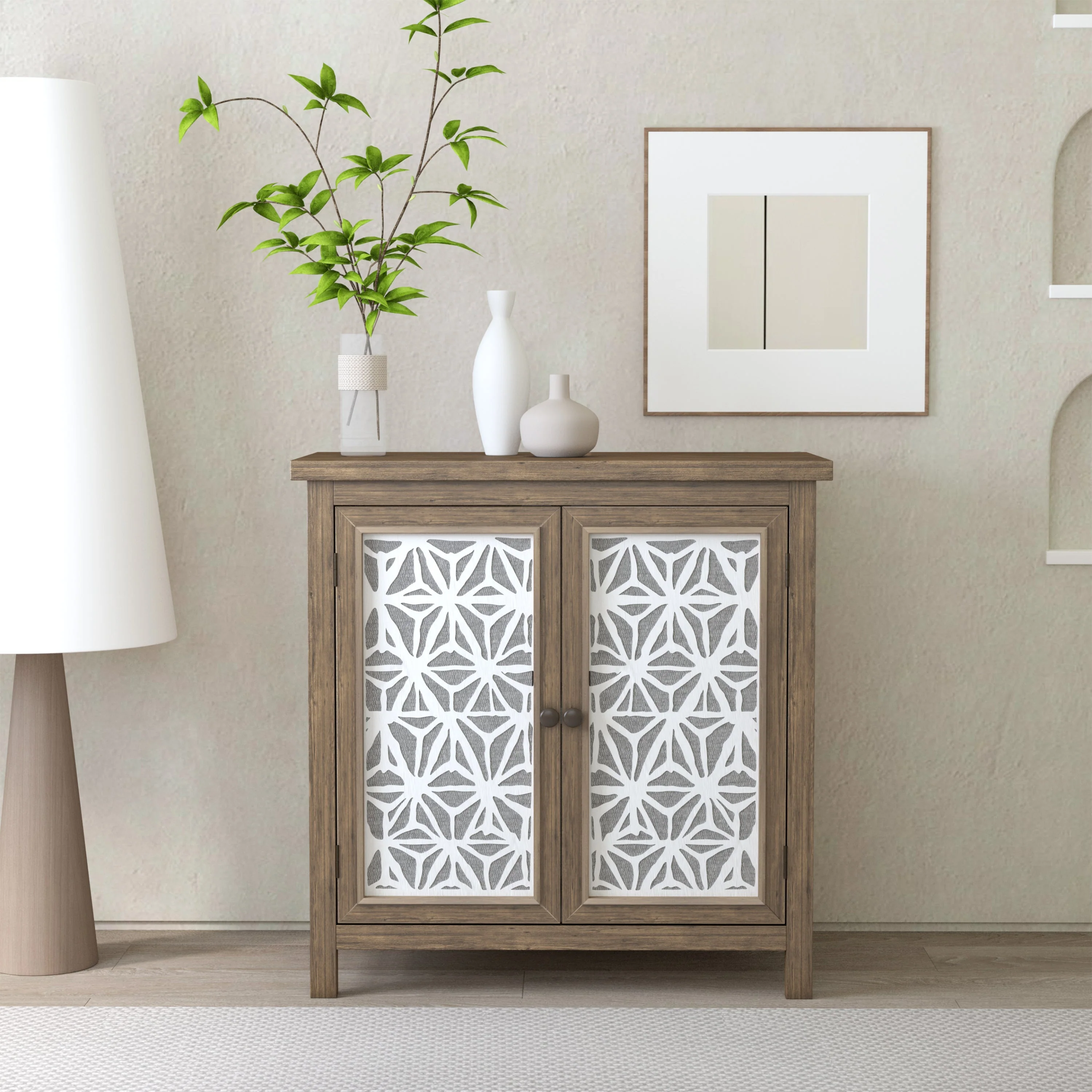 Rustic Natural Aged Brown Solid Wood Transitional Storage Cabinet – 31.89' - Image 5