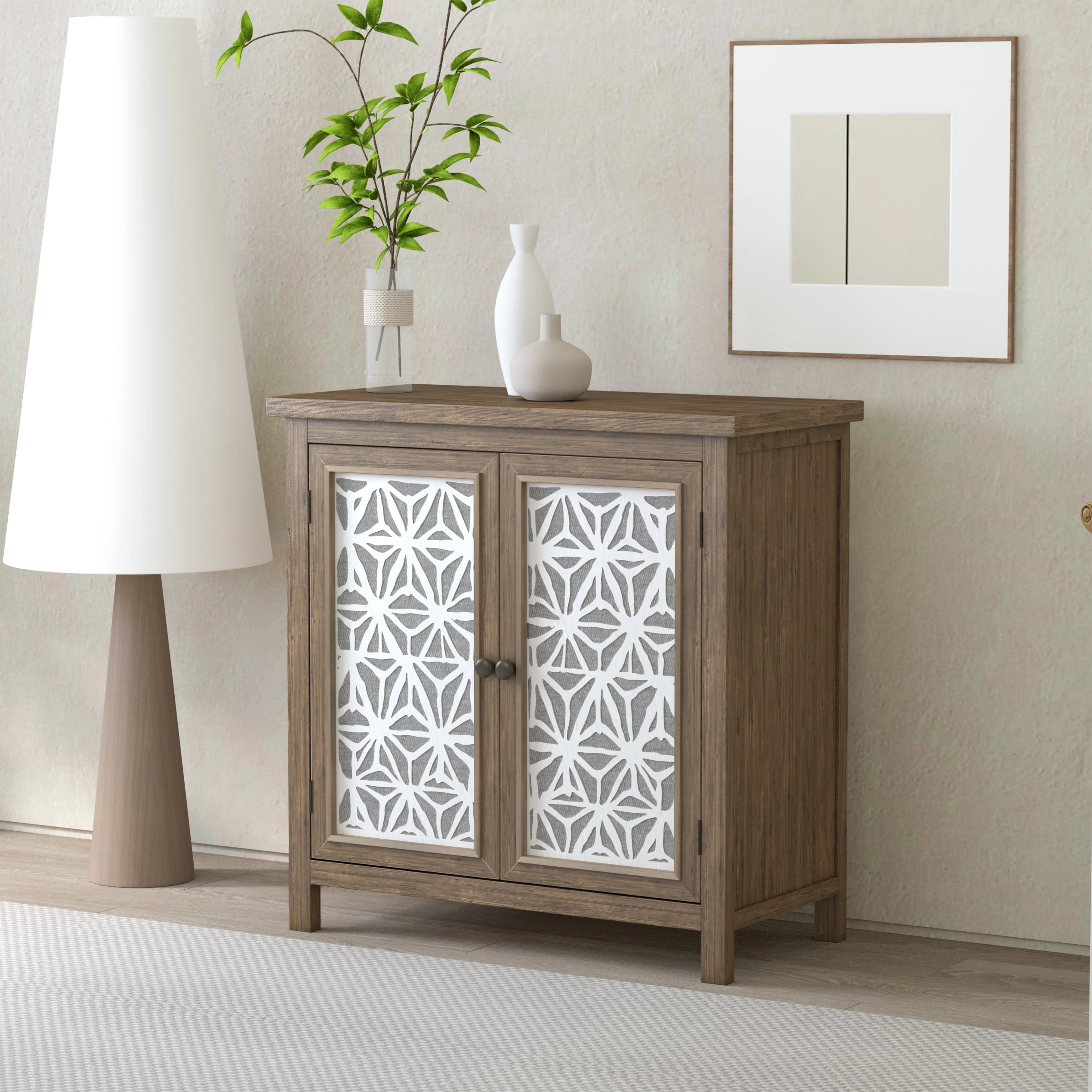Rustic Natural Aged Brown Solid Wood Transitional Storage Cabinet – 31.89' - Image 7