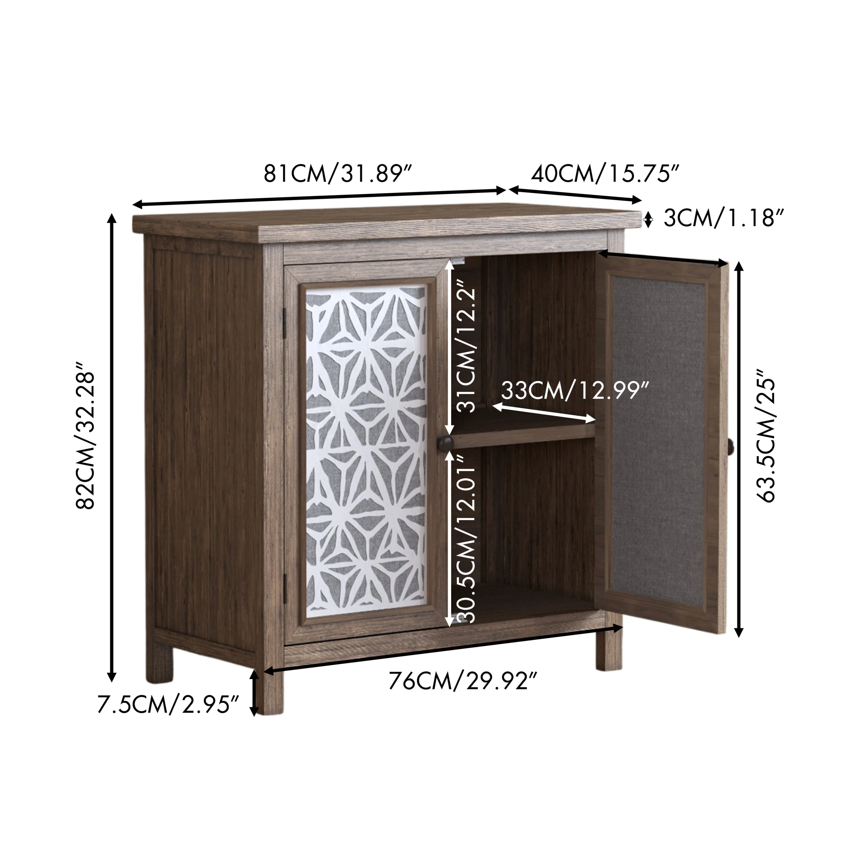 Rustic Natural Aged Brown Solid Wood Transitional Storage Cabinet – 31.89' - Image 8