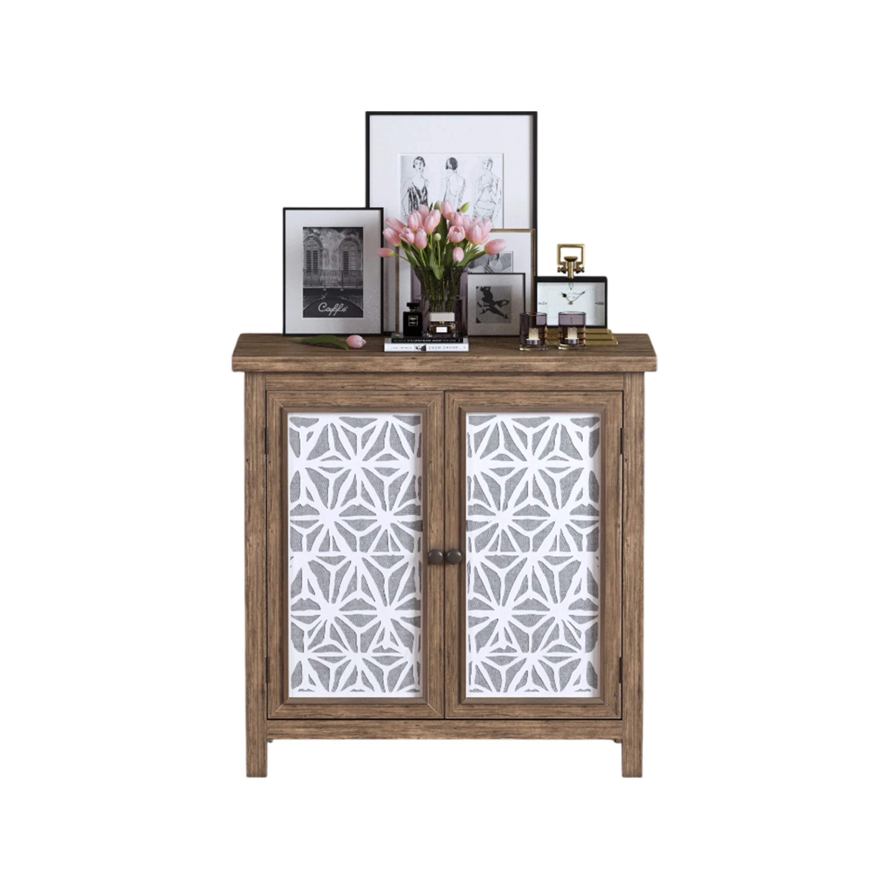 Rustic Natural Aged Brown Solid Wood Transitional Storage Cabinet – 31.89' - Image 9