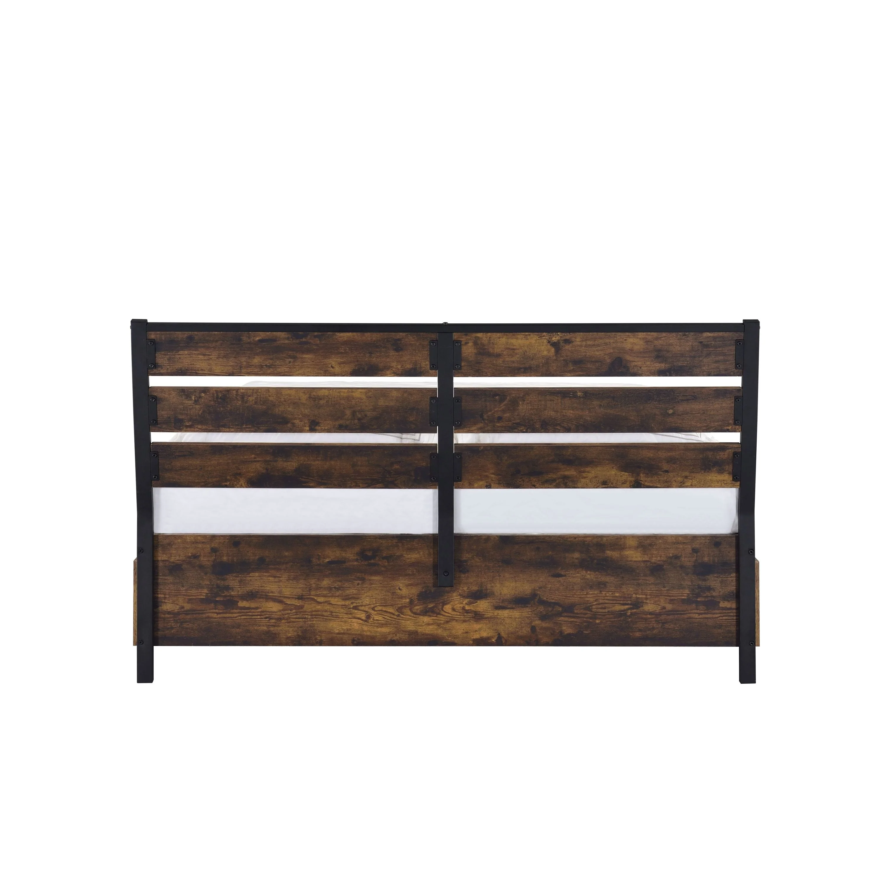 Rustic Oak & Black Finish King Bed with Storage - Image 6