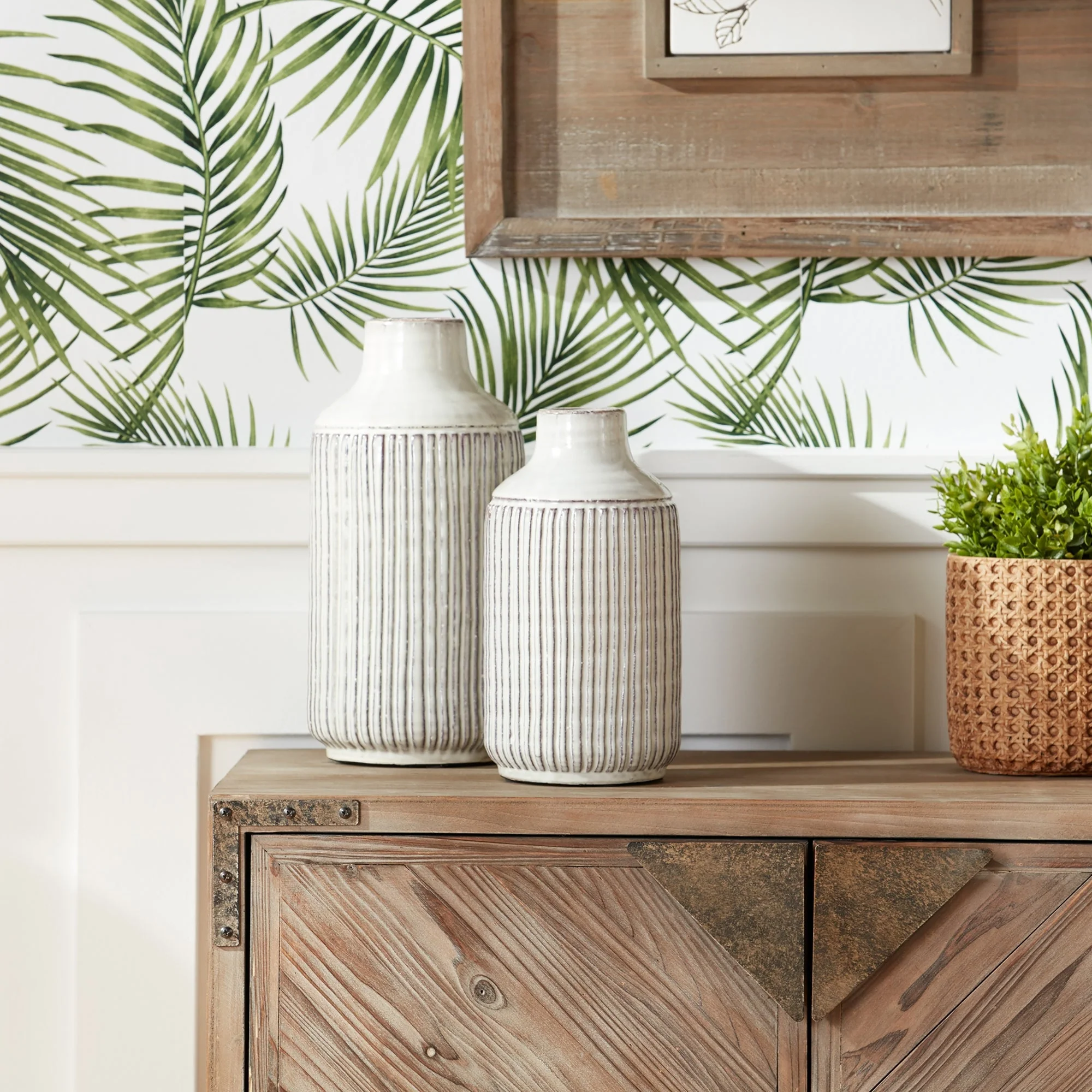 Rustic Ribbed Terra Cotta Vase 12.25"H - Image 2