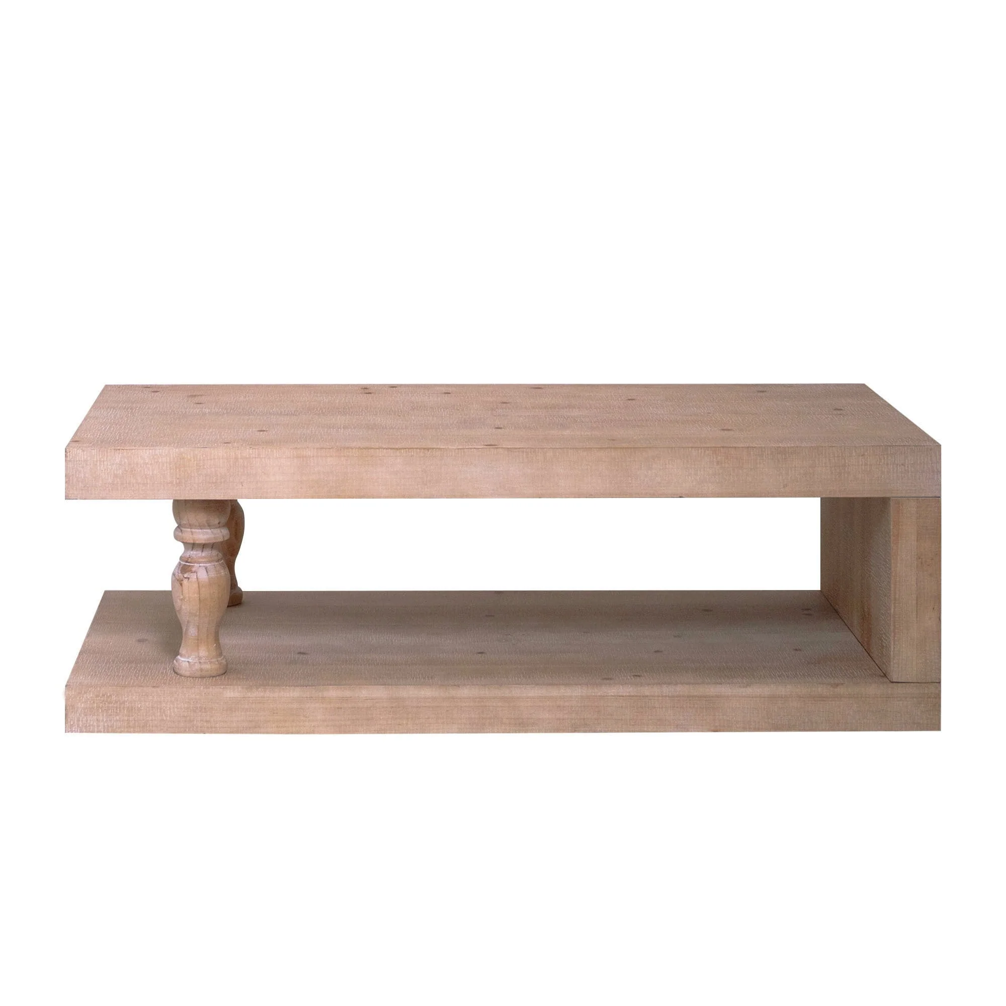 Rustic Solid Wood Coffee Table with Open Shelf – 47.2" - Image 2