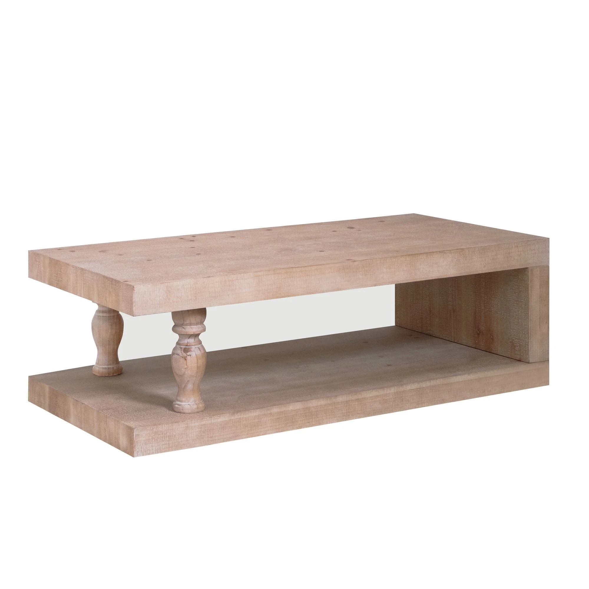 Rustic Solid Wood Coffee Table with Open Shelf – 47.2" - Image 5