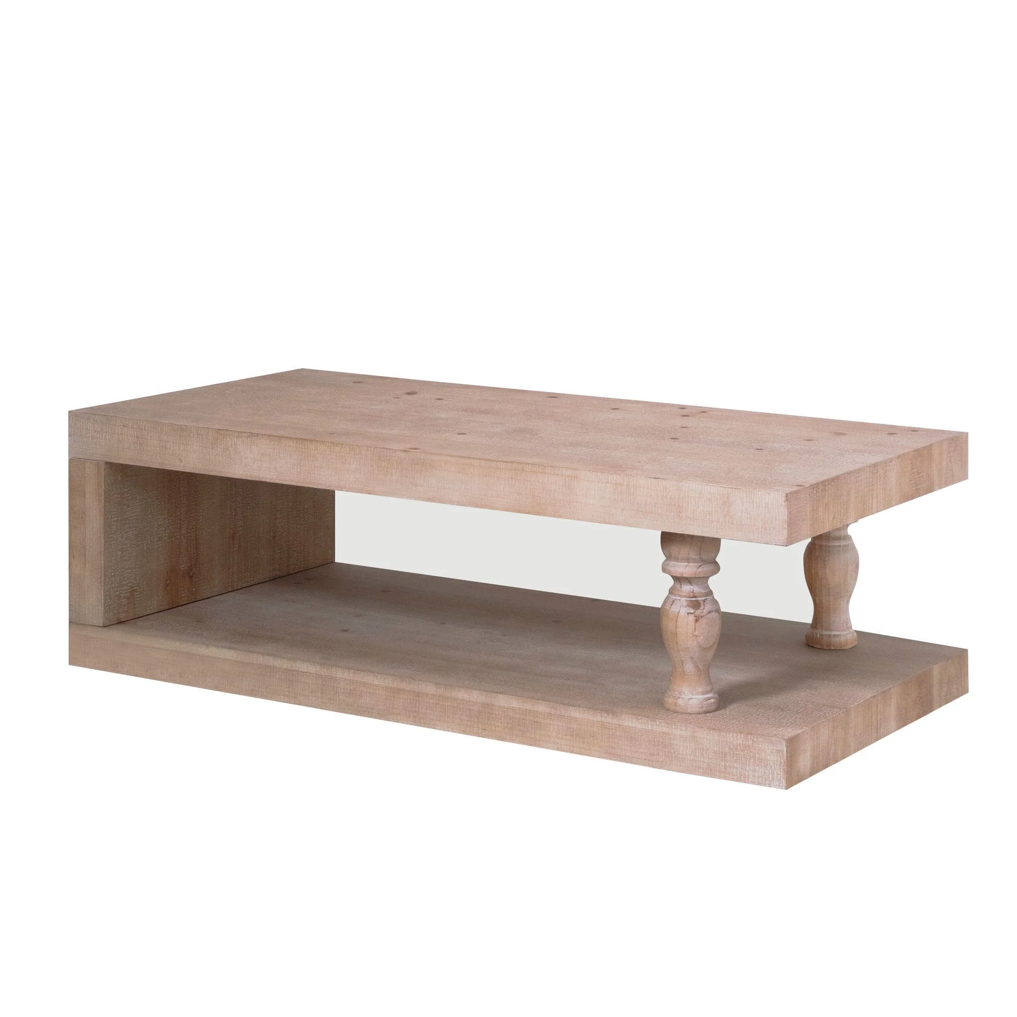 Rustic Solid Wood Coffee Table with Open Shelf – 47.2" - Image 6