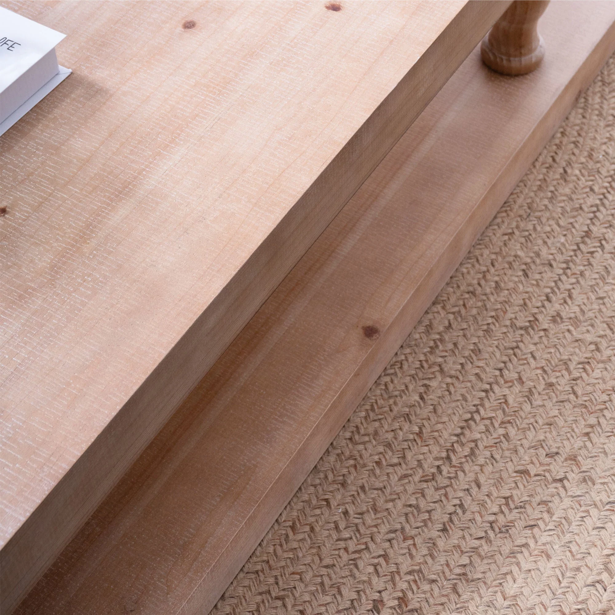 Rustic Solid Wood Coffee Table with Open Shelf – 47.2" - Image 9