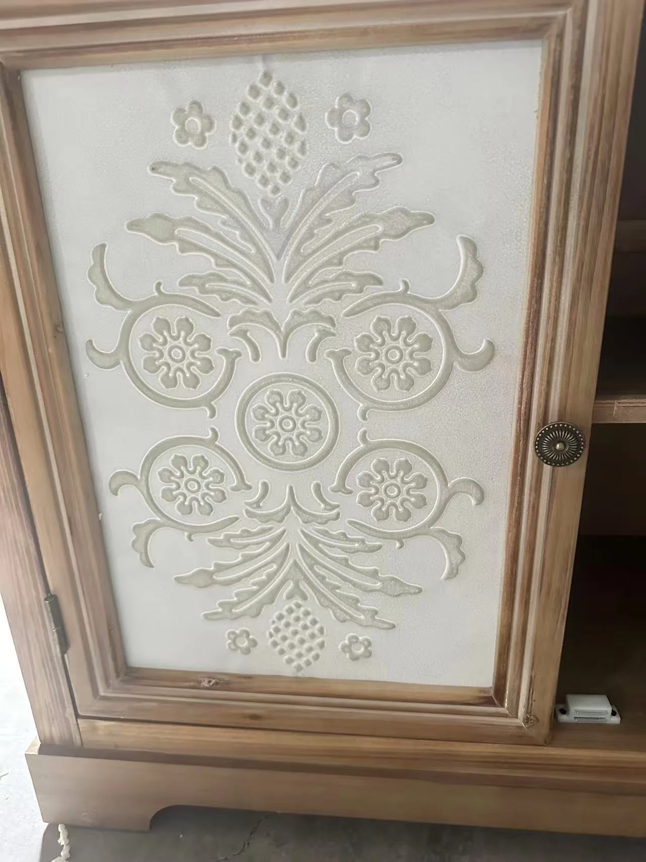 Rustic Vintage Accent Cabinet with Carved Floral Panels - Image 24