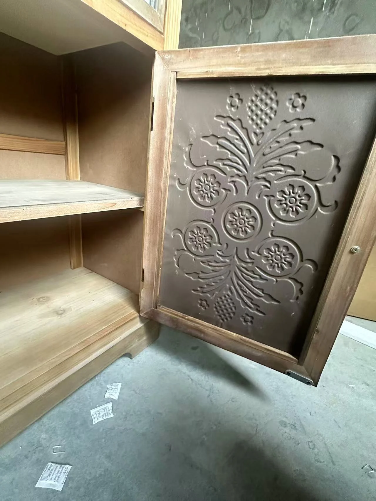 Rustic Vintage Accent Cabinet with Carved Floral Panels - Image 25