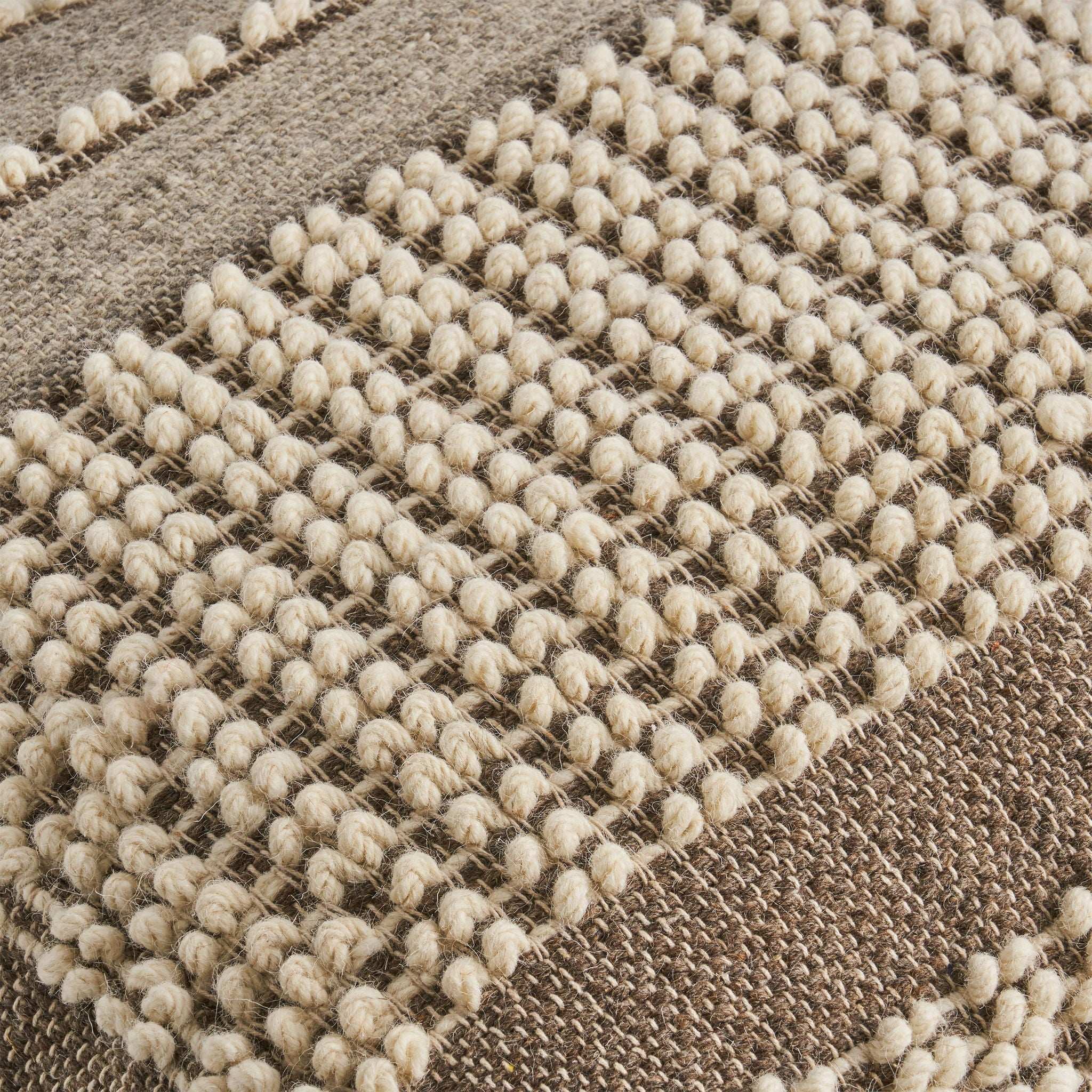Rustic Wool and Cotton Large Pouf Handcrafted Tufted Design - Brown / Beige - Image 4