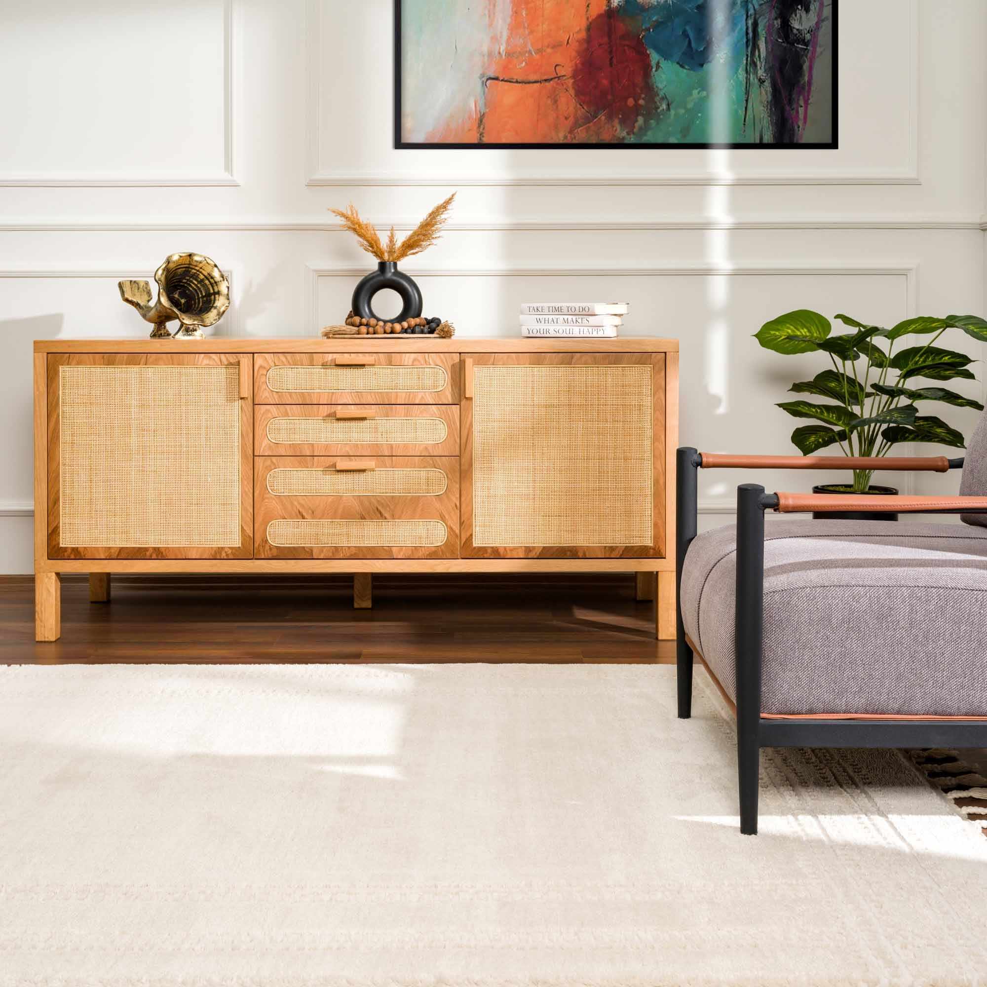 Ryuu Ivory Carved Area Rug - Image 3