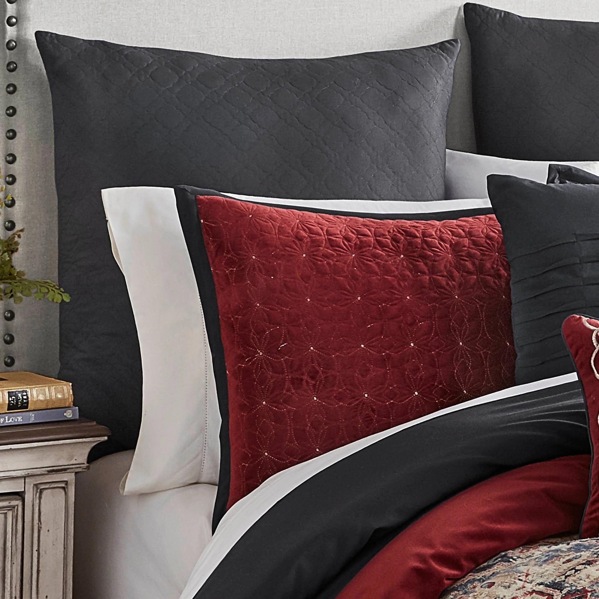 Sadler 9-Pc Burgundy & Blue Medallion Comforter Ensemble - Image 3