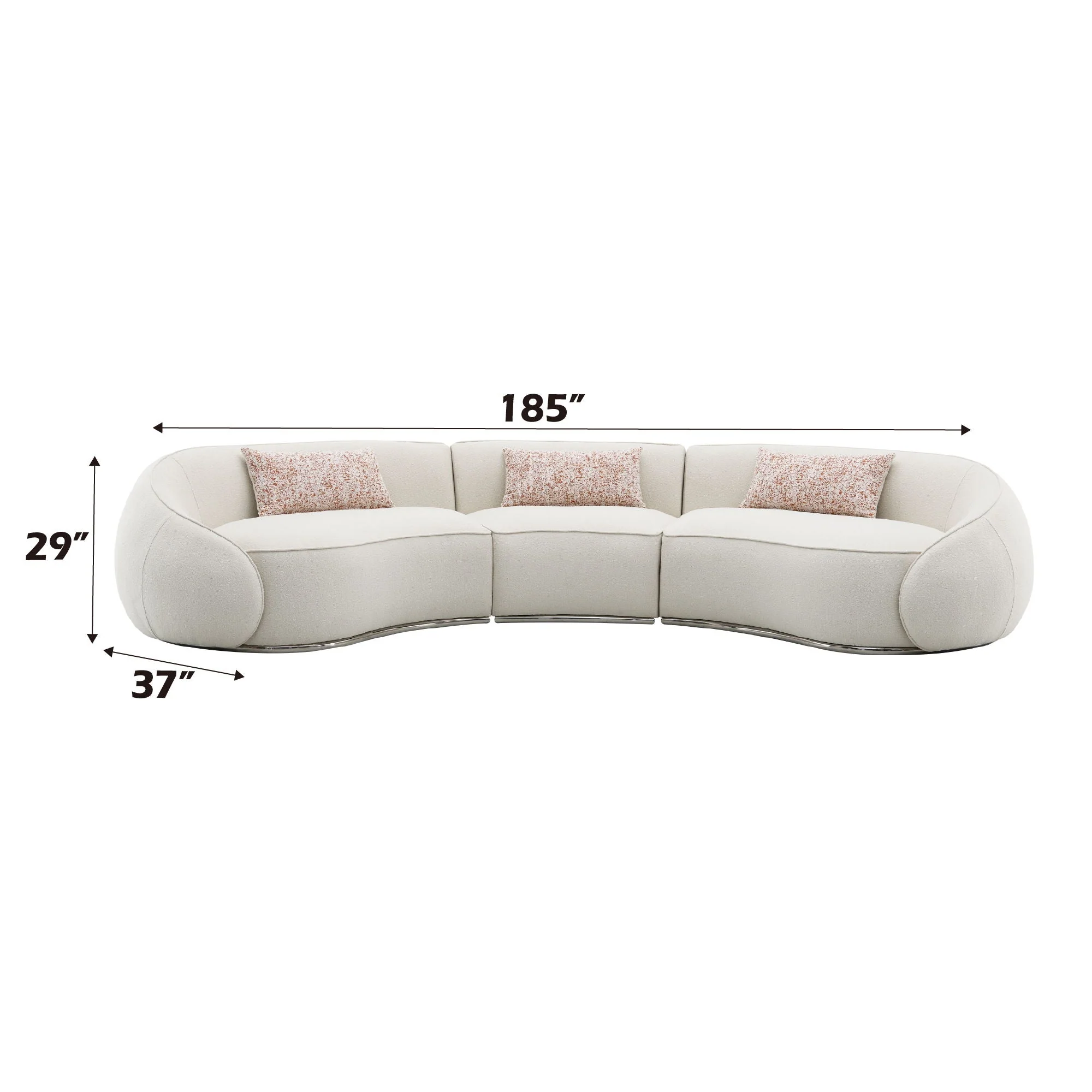 Sahara - Boucle Sectional Sofa With 3 Pillows - Beige - Image 2