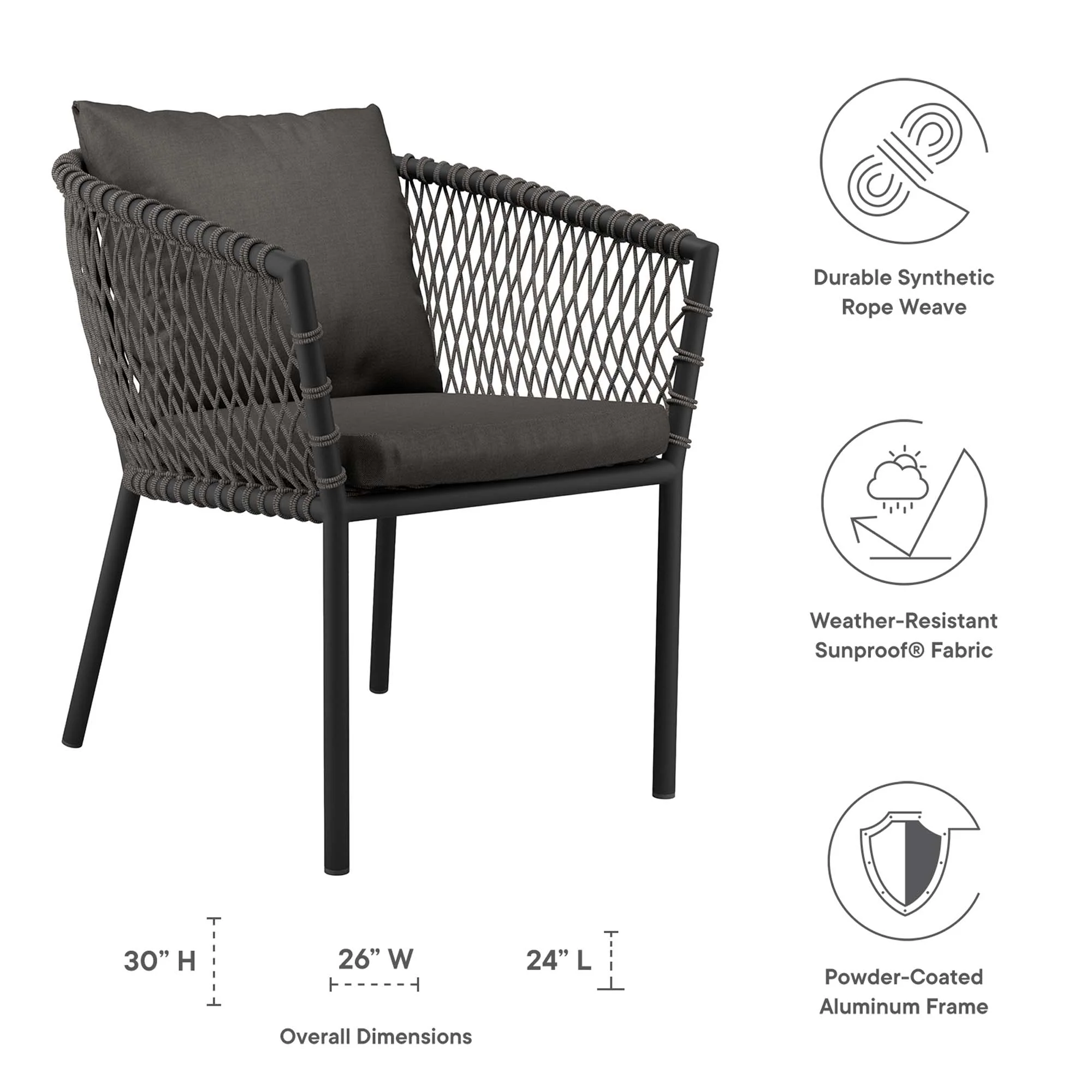 Sailor Outdoor Patio Dining Armchair by Modway - Image 2